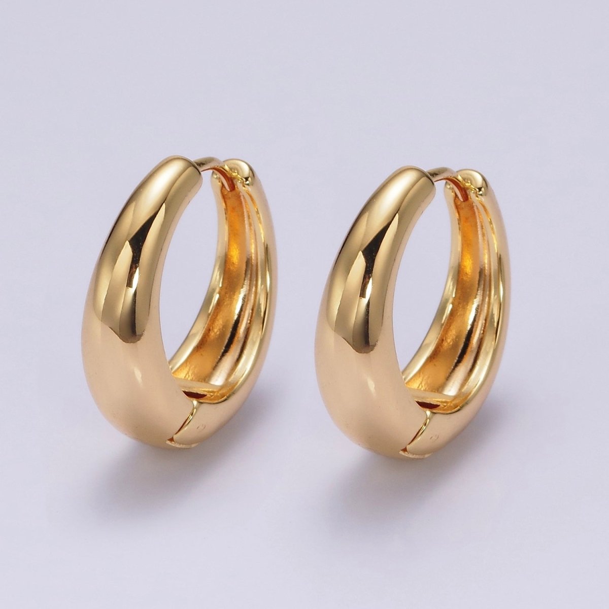 16K Gold Filled 20mm Dome Minimalist Classic Huggie Hoop Earrings | AE352 - DLUXCA