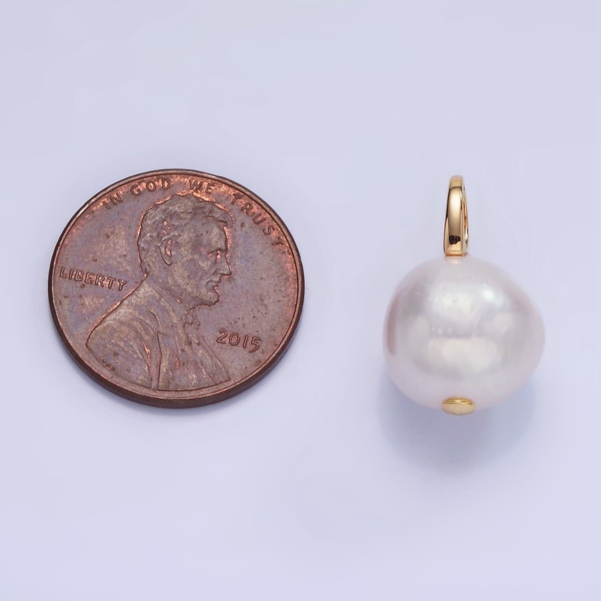 16K Gold Filled 20mm Freshwater Pearl Drop Bail Pendant | P1718 - DLUXCA