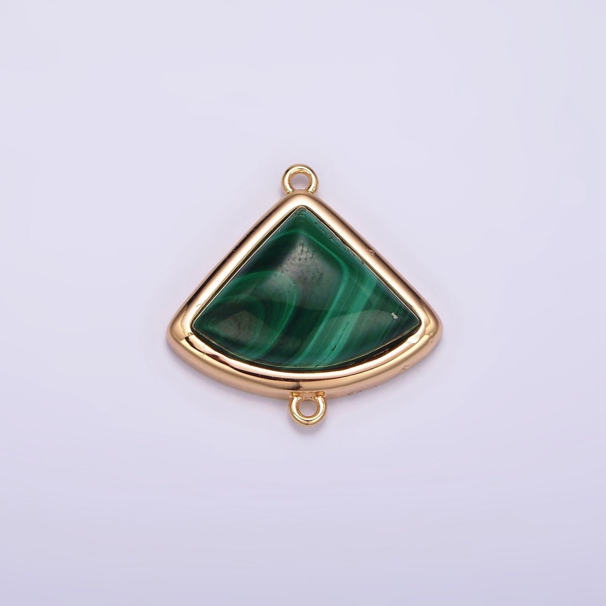 16K Gold Filled 20mm Green Malachite Triangle Bezel Connector | G181 - DLUXCA