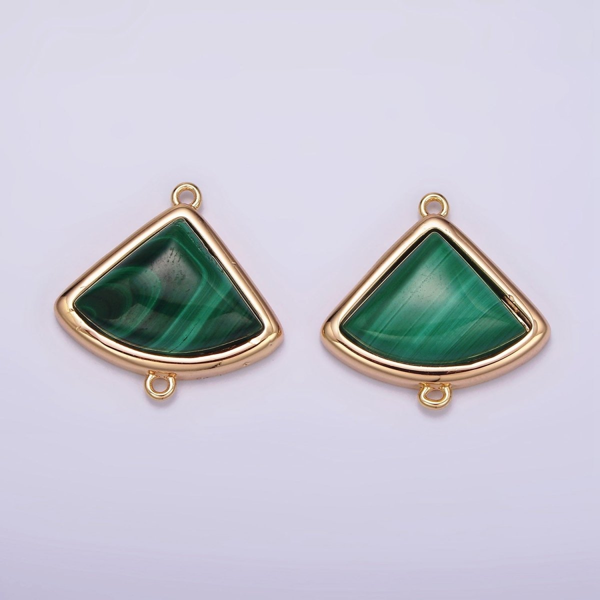 16K Gold Filled 20mm Green Malachite Triangle Bezel Connector | G181 - DLUXCA
