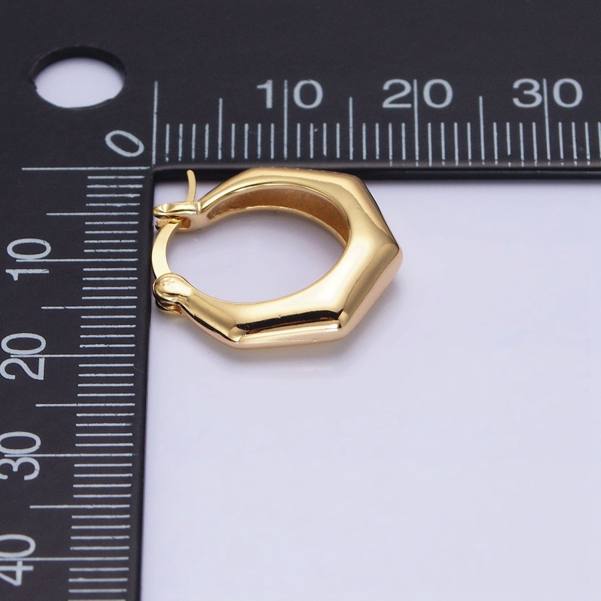 16K Gold Filled 20mm Hexagonal Dome French Lock Latch Earrings in Gold & Silver | AB1472 AB1473 - DLUXCA