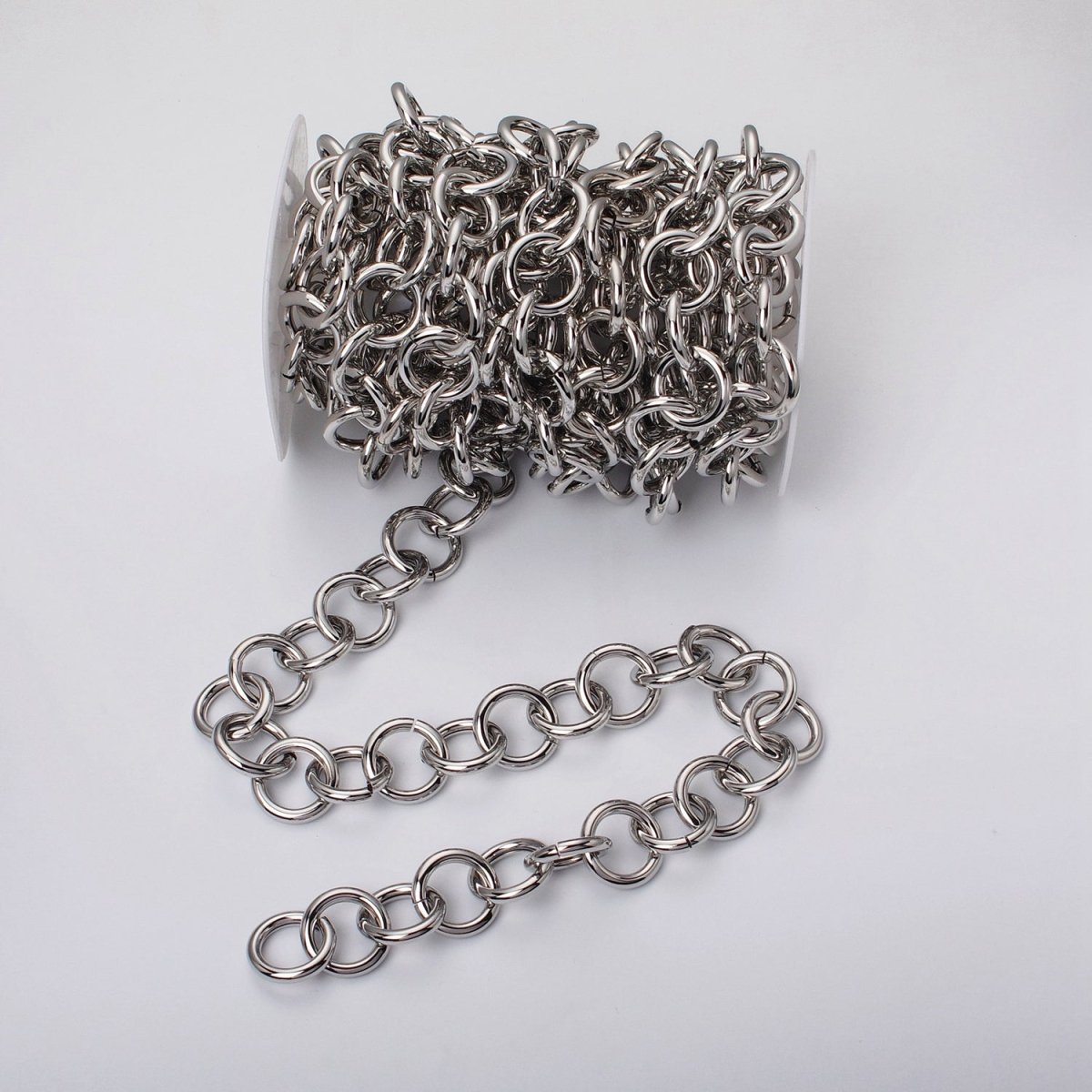 16K Gold Filled 22.5mm Rolo Statement Unfinished Chain by Yard in Gold & Silver | ROLL-1187 ROLL-1188 Clearance Pricing - DLUXCA