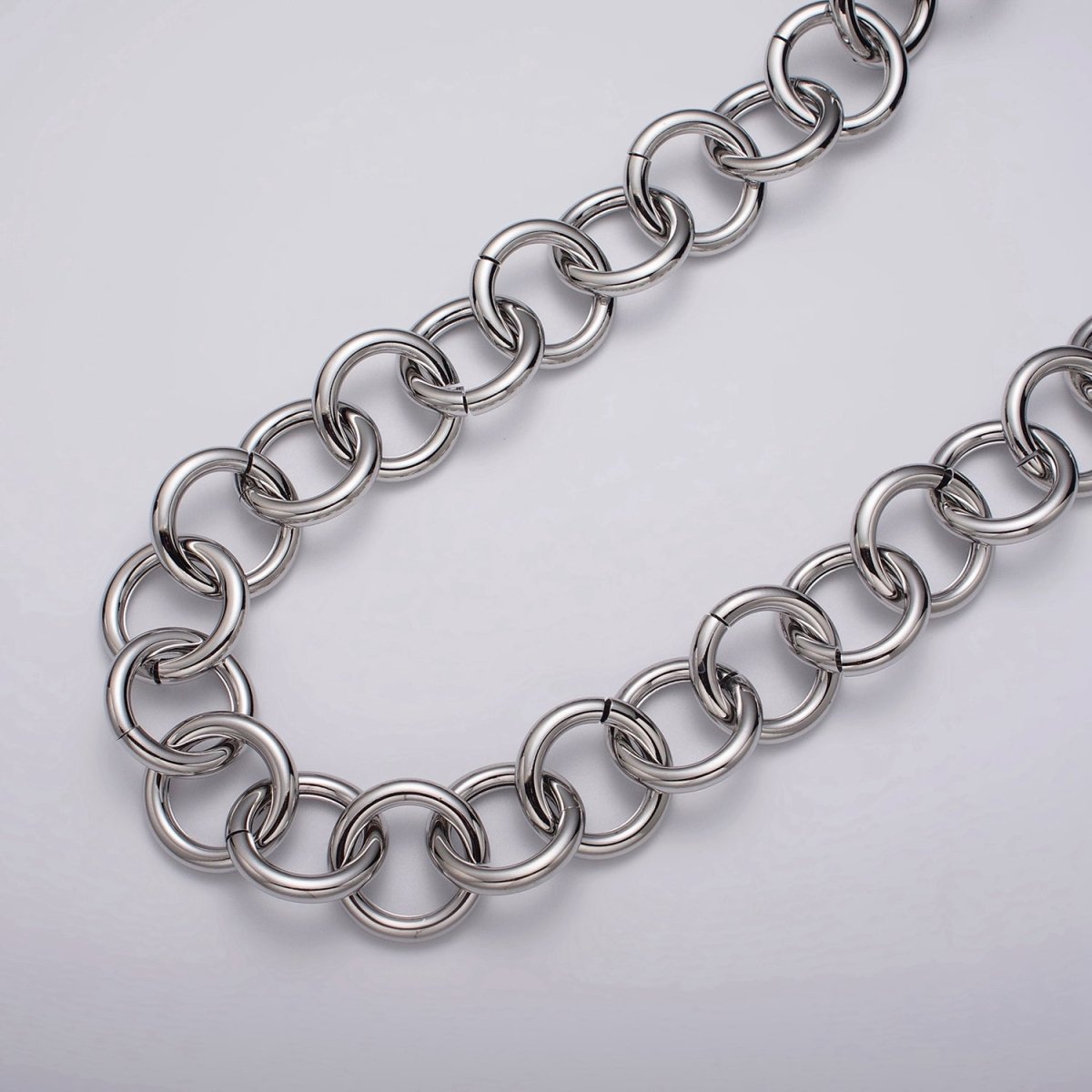 16K Gold Filled 22.5mm Rolo Statement Unfinished Chain by Yard in Gold & Silver | ROLL-1187 ROLL-1188 Clearance Pricing - DLUXCA