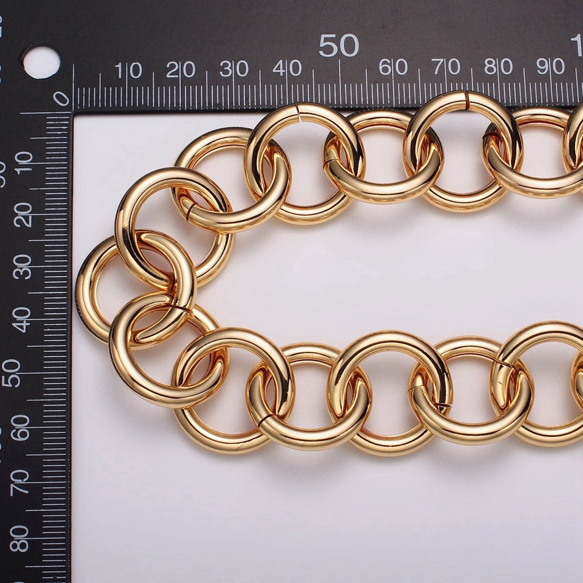 16K Gold Filled 22.5mm Rolo Statement Unfinished Chain by Yard in Gold & Silver | ROLL-1187 ROLL-1188 Clearance Pricing - DLUXCA