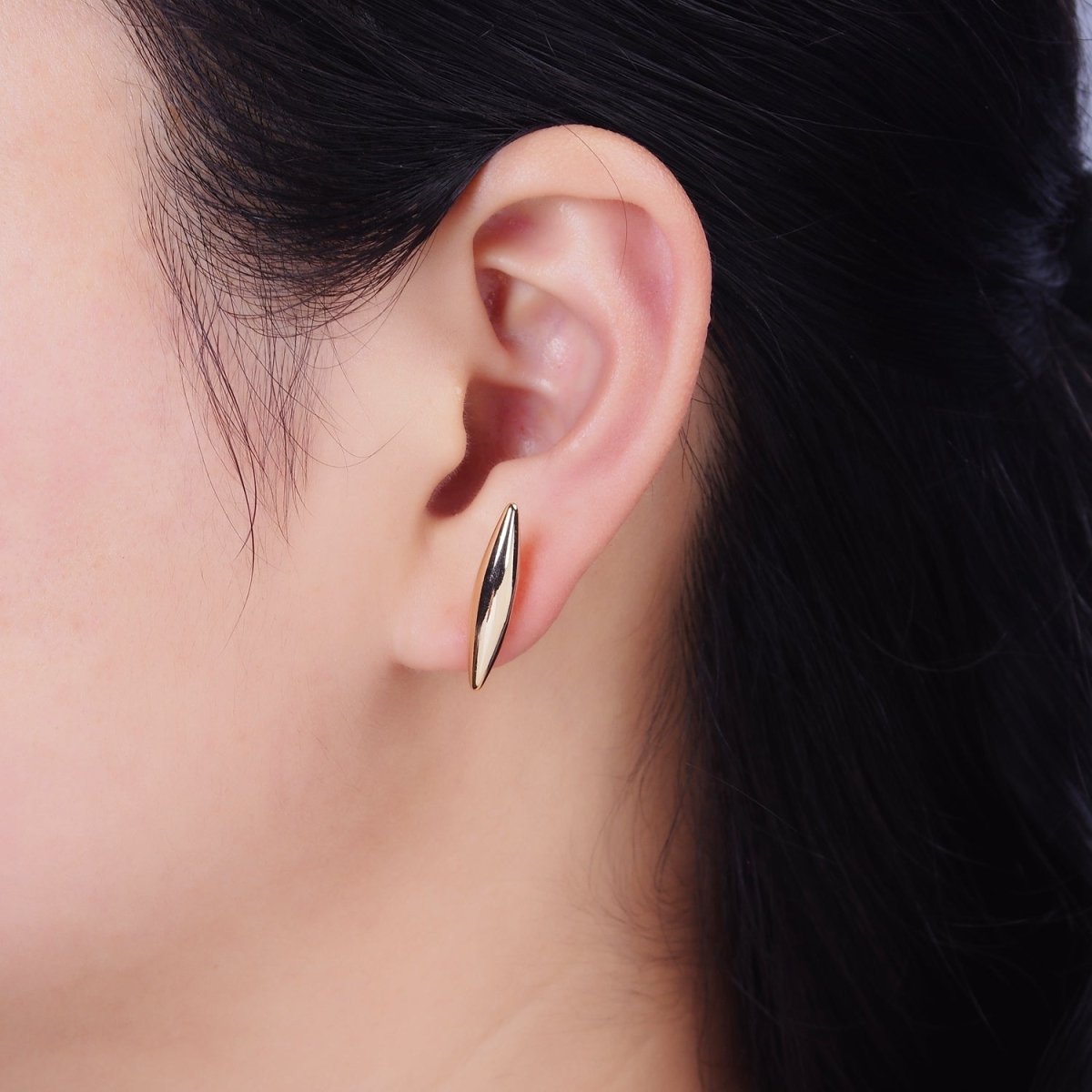 16K Gold Filled 22.5mm Sphere Geometric Bar Stud Earrings | Y-891 - DLUXCA