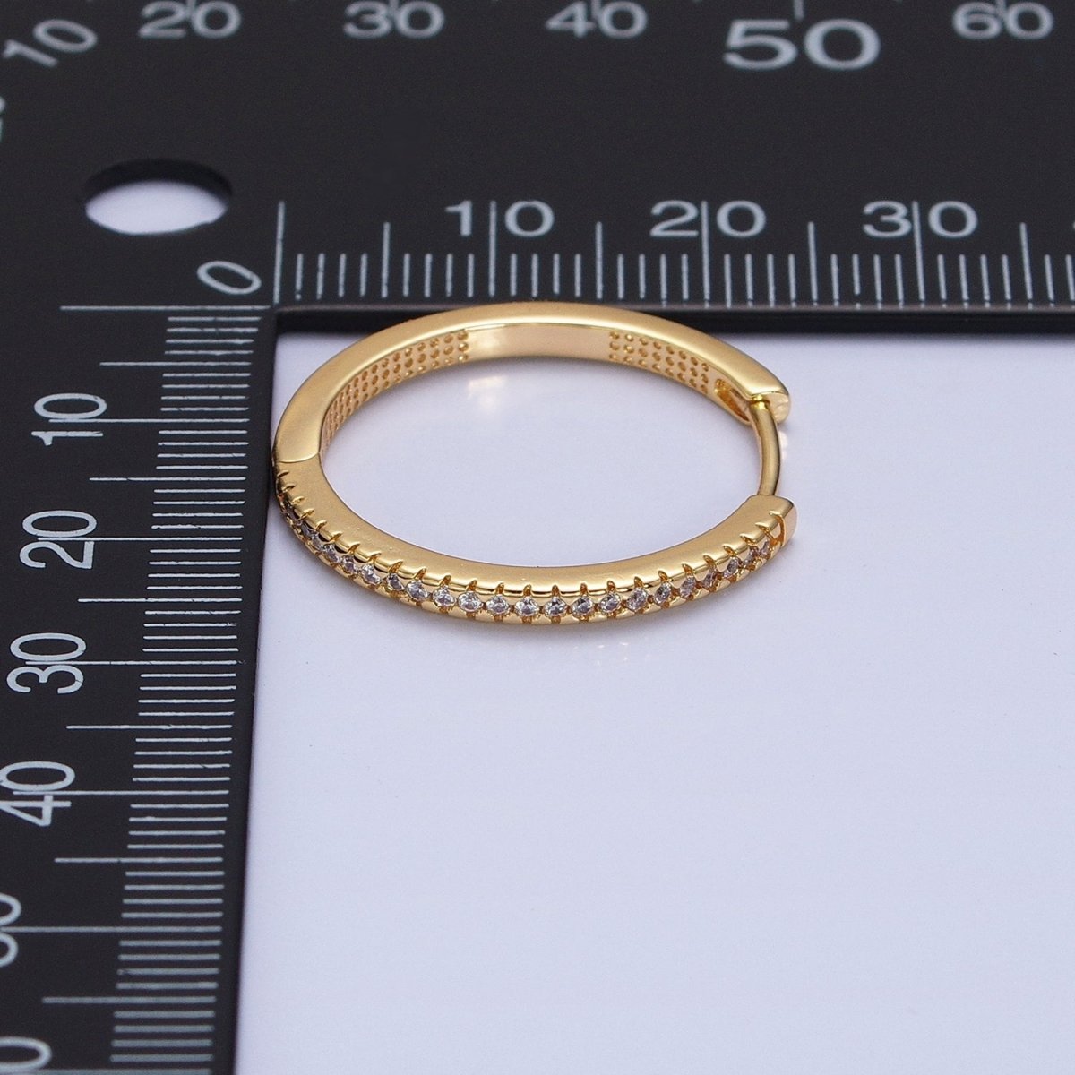 16K Gold Filled 25mm Clear Micro Paved Dotted Front-Facing Endless Hoop Earrings in Gold & Silver | AD1289 AD1290 - DLUXCA