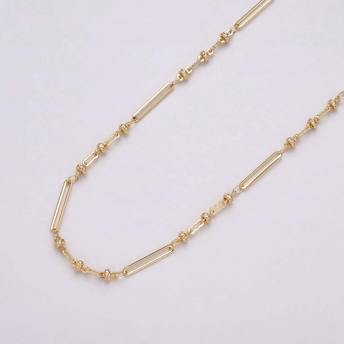 16K Gold Filled 2.5mm Designed Triple Satellite Rhondele Paperclip Link Unfinished Chain in Gold & Silver | ROLL-1331 ROLL-1332 Clearance Pricing - DLUXCA