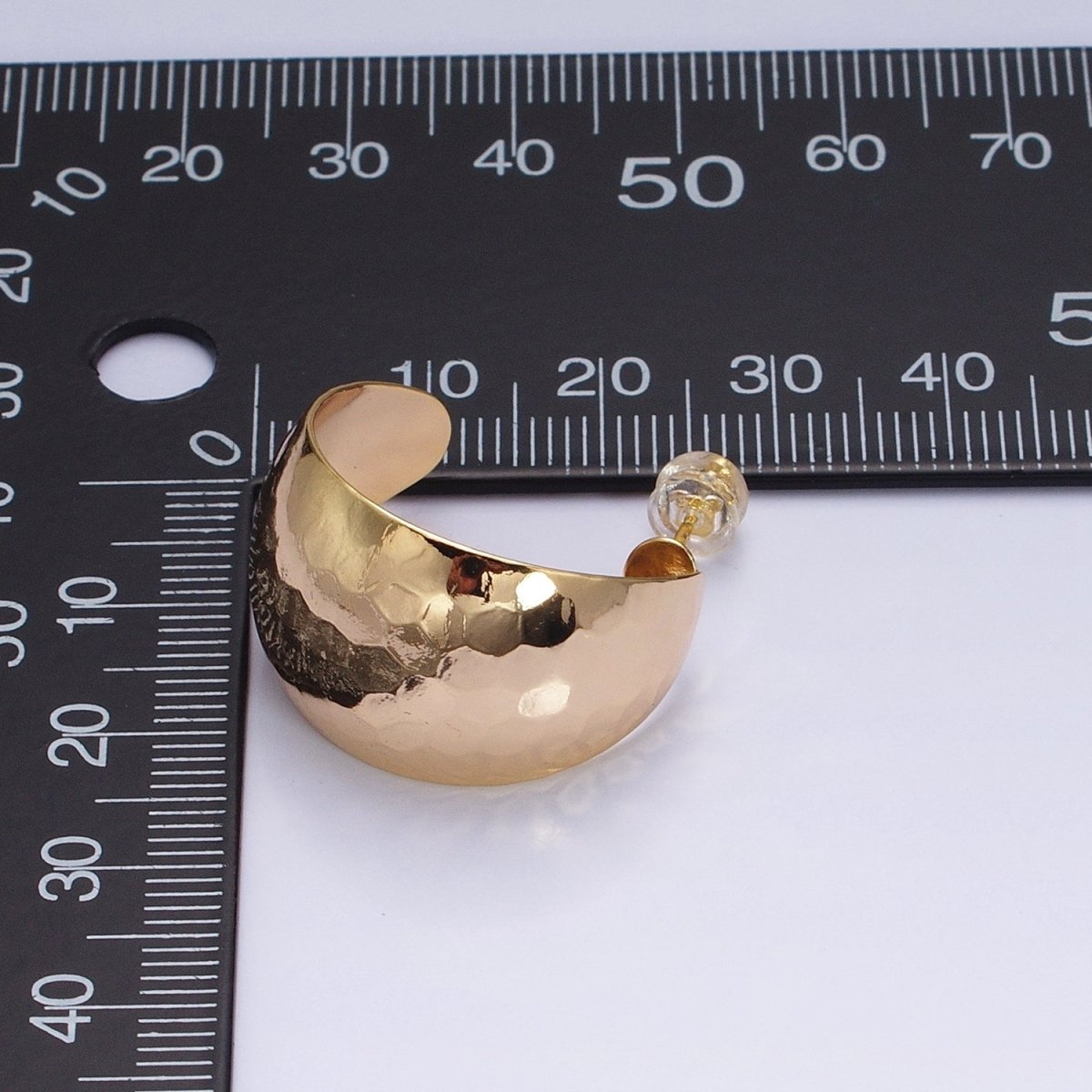 16K Gold Filled 25mm Round Multifaceted Wide Dome C-Shaped Hoop Earrings in Gold & Silver | AE023 AE024 - DLUXCA