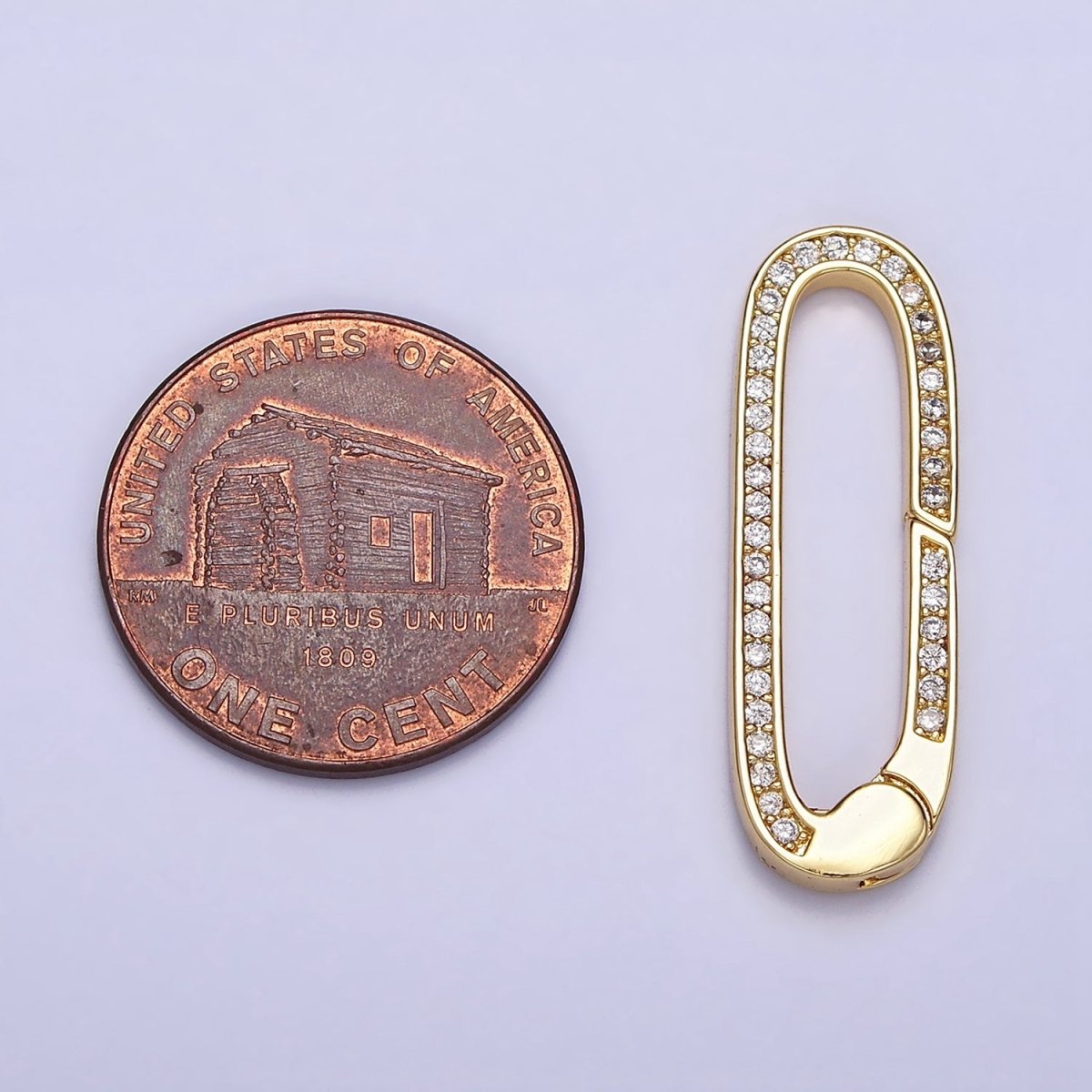 16K Gold Filled 27.3mm Oblong Micro Paved CZ Spring Gate Jewelry Supply in Gold & Silver | Z-032 Z-392 - DLUXCA