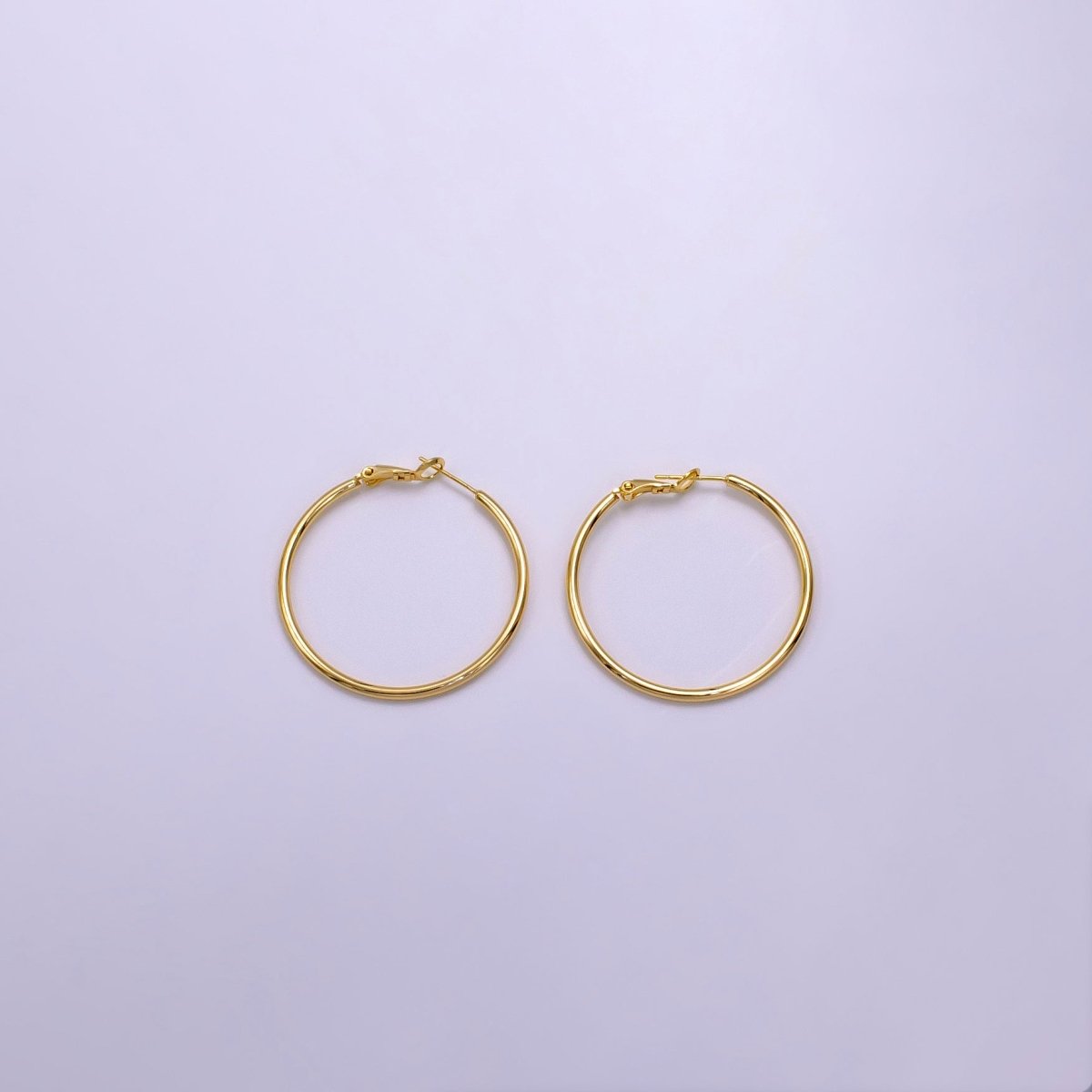 16K Gold Filled 30mm, 40mm, 50mm, 60mm, 70mm Minimalist Hinge-Hoop Earrings | AB1281 - AB1285 - DLUXCA