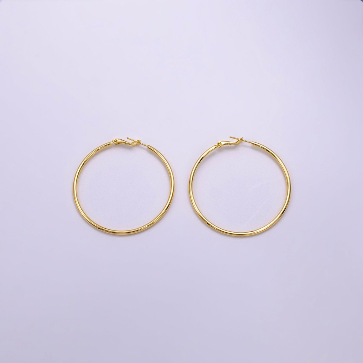 16K Gold Filled 30mm, 40mm, 50mm, 60mm, 70mm Minimalist Hinge-Hoop Earrings | AB1281 - AB1285 - DLUXCA
