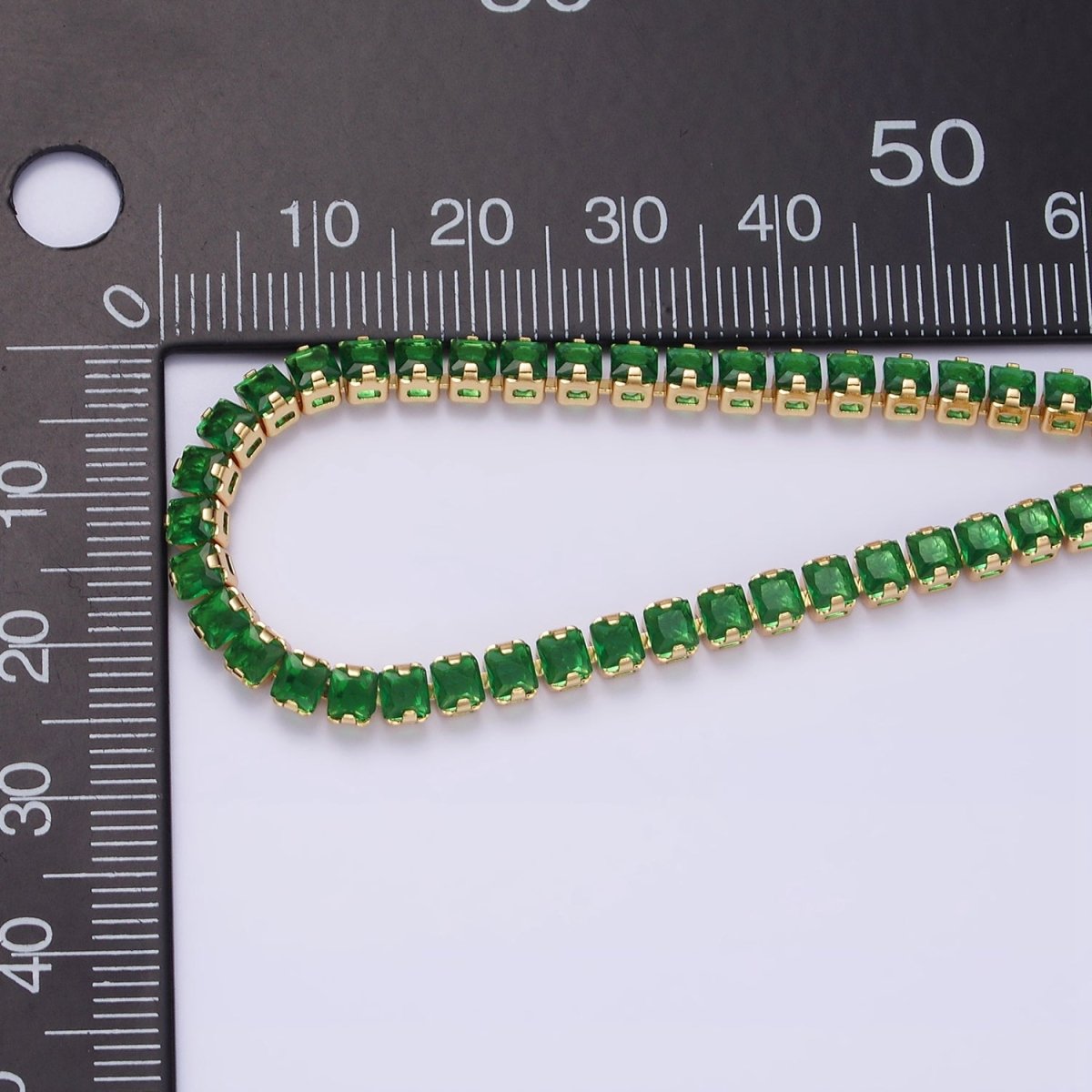 16K Gold Filled 3.8mm Pink, Green, Clear CZ Square Tennis 6.5 Inch Bracelet with Extender in Gold & Silver | WA-1791 - WA-1796 - DLUXCA