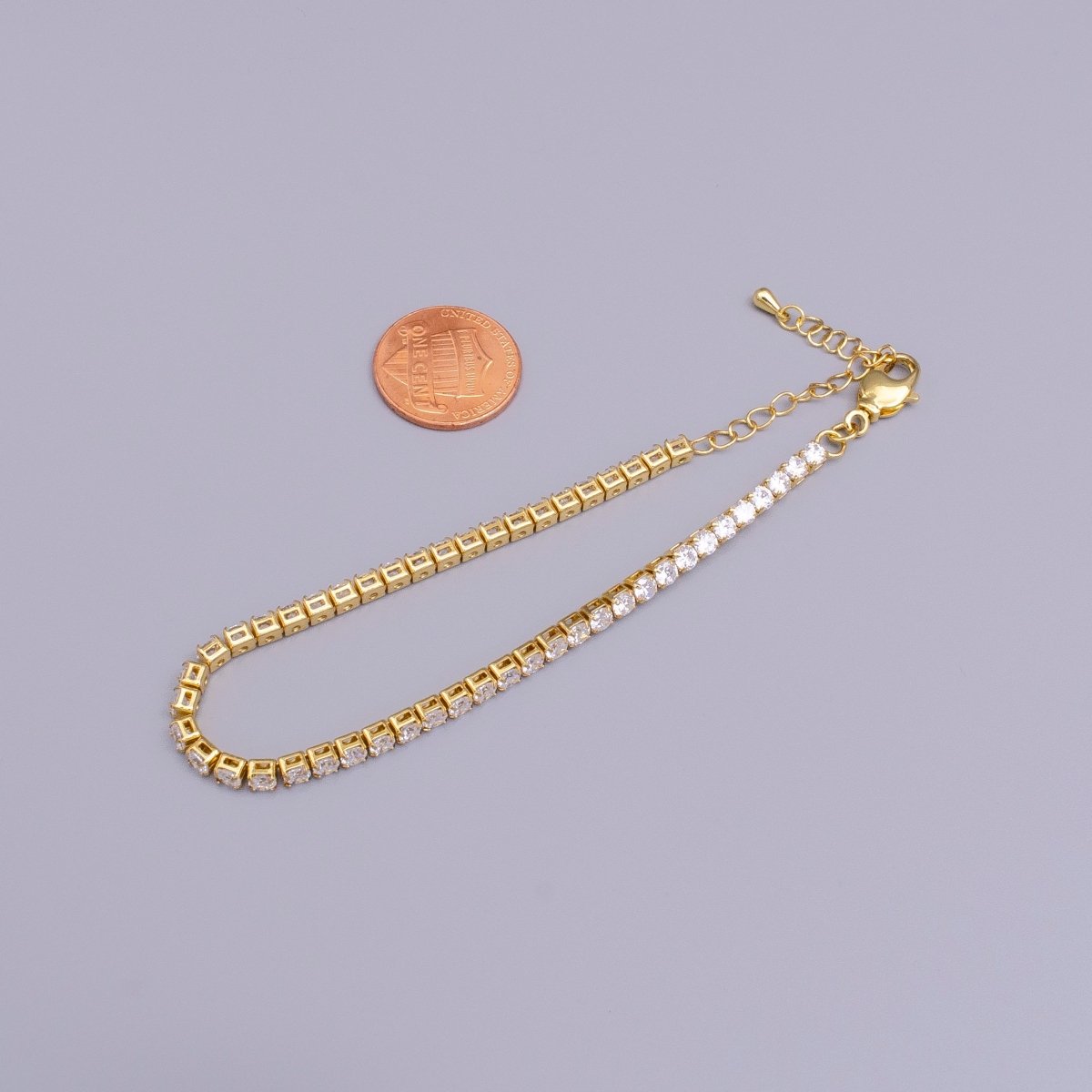 16K Gold Filled 3mm Clear Crystal Tennis Chain 5.75", 6.25", 7.25" Bracelet | WA-1884 - WA-1886 Clearance Pricing - DLUXCA