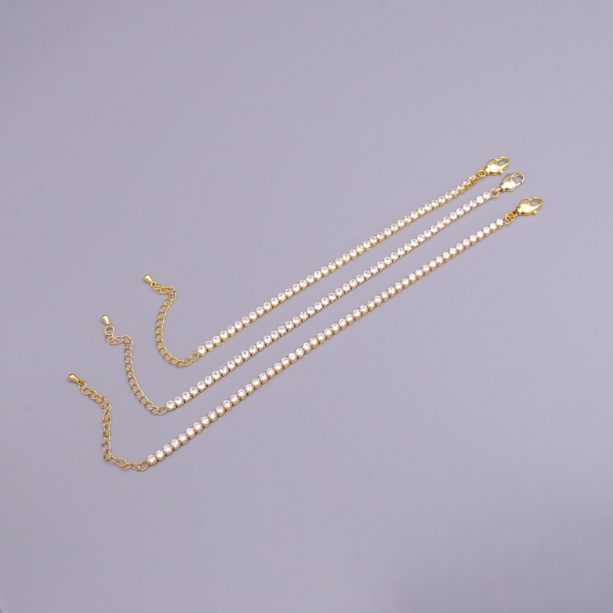 16K Gold Filled 3mm Clear Crystal Tennis Chain 5.75", 6.25", 7.25" Bracelet | WA-1884 - WA-1886 Clearance Pricing - DLUXCA