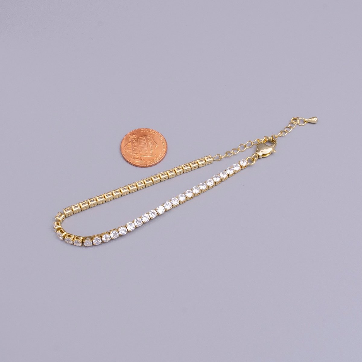 16K Gold Filled 3mm Clear Crystal Tennis Chain 5.75", 6.25", 7.25" Bracelet | WA-1884 - WA-1886 Clearance Pricing - DLUXCA