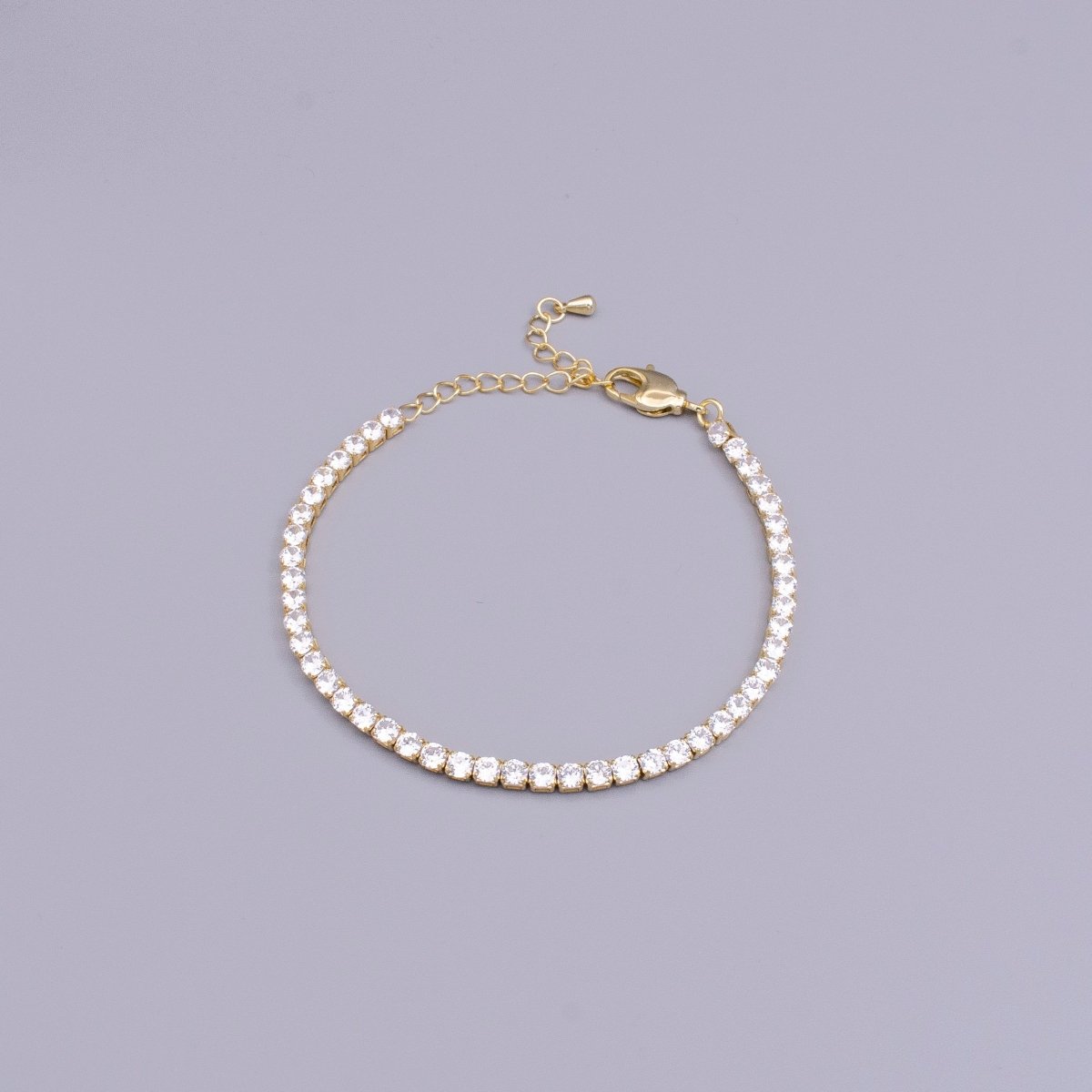 16K Gold Filled 3mm Clear Crystal Tennis Chain 5.75", 6.25", 7.25" Bracelet | WA-1884 - WA-1886 Clearance Pricing - DLUXCA