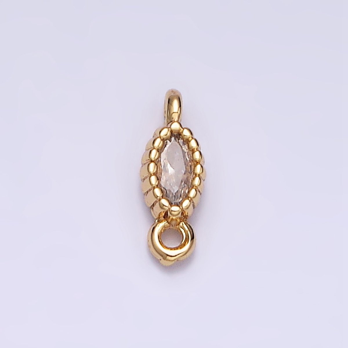 16K Gold Filled 4.5mm Clear Marquise CZ Dotted Bezel Connector in Gold & Silver | AA1064 AA1065 - DLUXCA