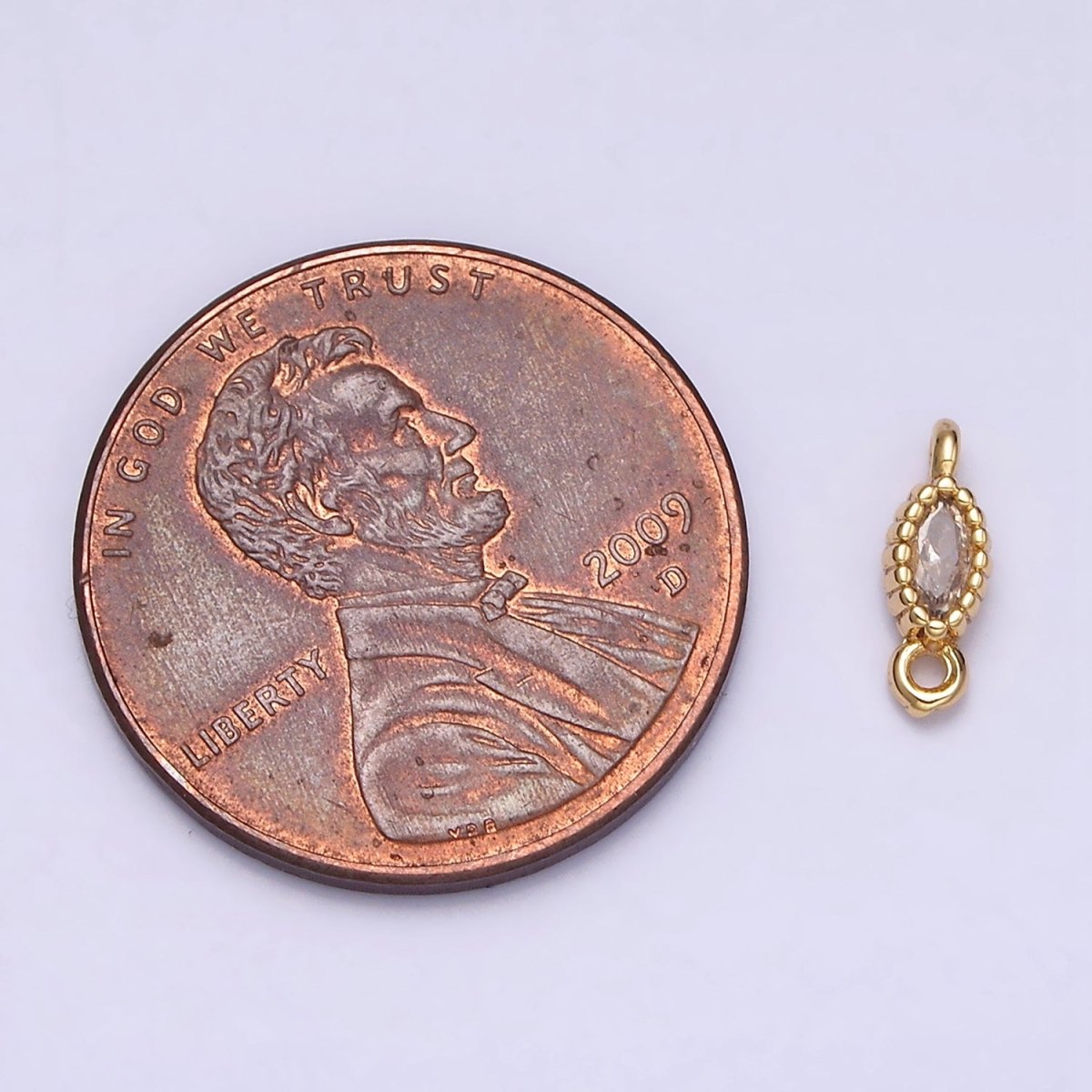 16K Gold Filled 4.5mm Clear Marquise CZ Dotted Bezel Connector in Gold & Silver | AA1064 AA1065 - DLUXCA