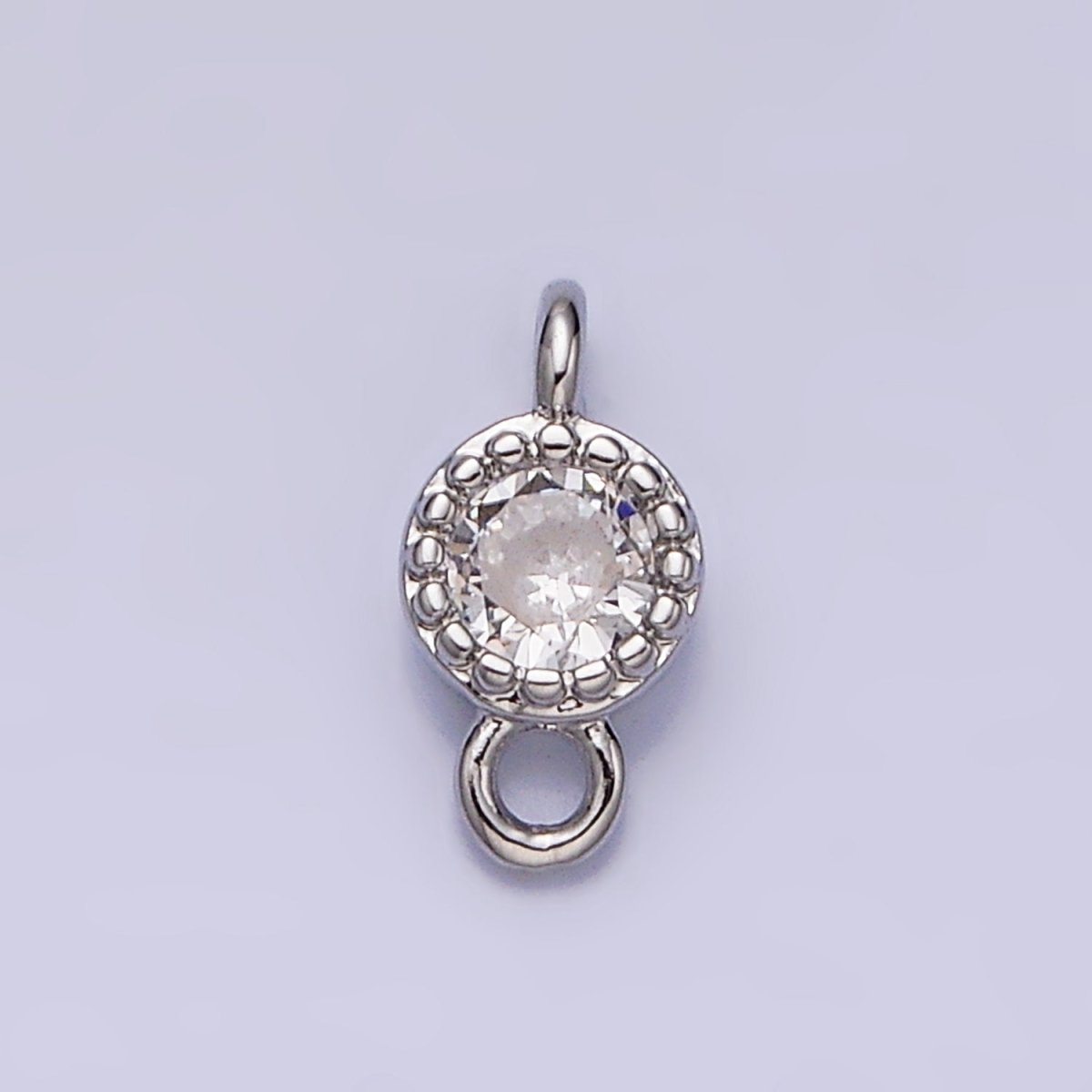 16K Gold Filled 4.5mm Clear Round CZ Dotted Bezel Connector in Gold & Silver | AA1068 AA1609 - DLUXCA