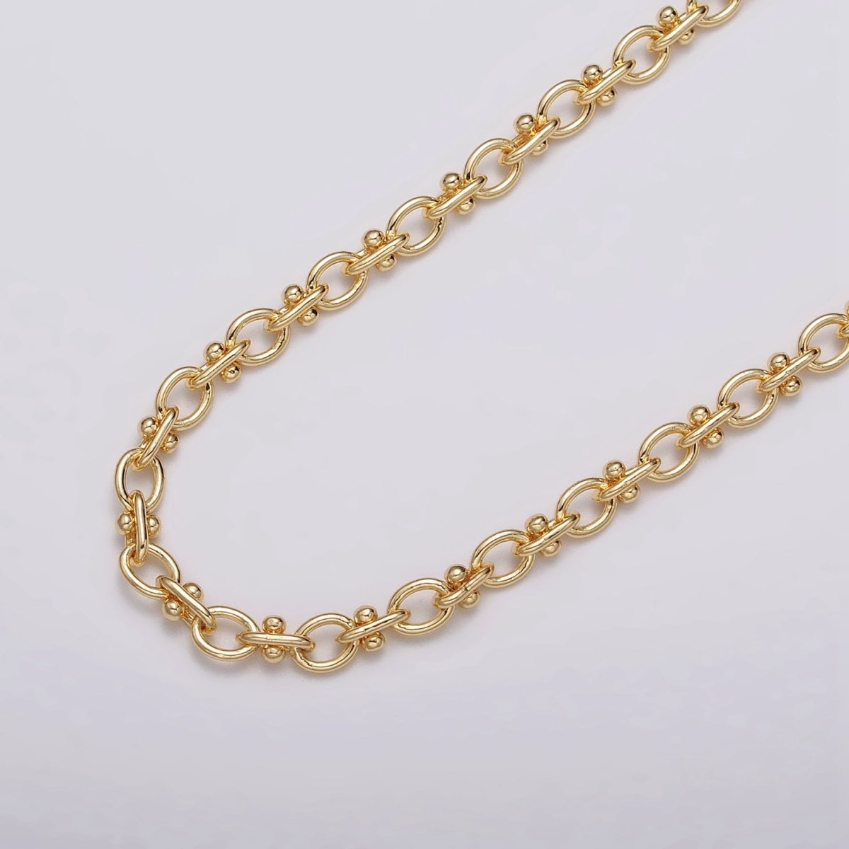 16K Gold Filled 4.5mm Figaro Long and Short Fancy Cable Unfinished Chain in Gold & Silver | ROLL-1179 ROLL-1180 Clearance Pricing - DLUXCA