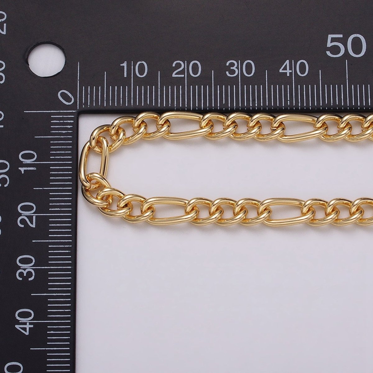 16K Gold Filled 5.3mm Figaro Unfinished Chain by Yard in Gold & Silver | ROLL-1233 ROLL-1234 Clearance Pricing - DLUXCA