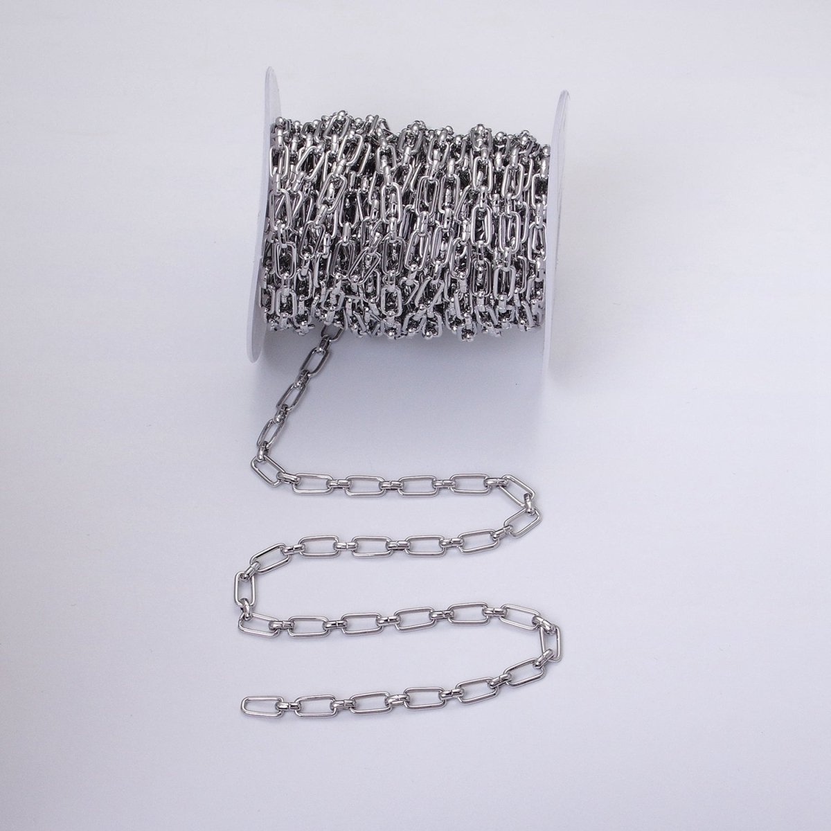 16K Gold Filled 5.3mm Rectangular Paperclip Unfinished Chain by Yard in Gold & Silver | ROLL-1235 ROLL-1236 Clearance Pricing - DLUXCA