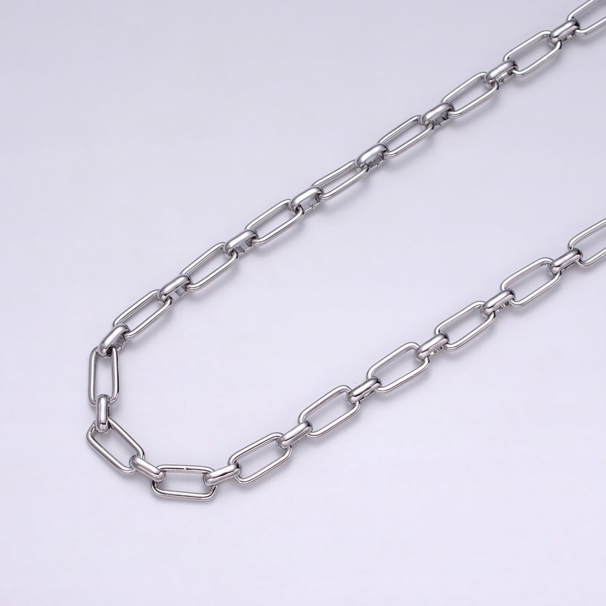 16K Gold Filled 5.3mm Rectangular Paperclip Unfinished Chain by Yard in Gold & Silver | ROLL-1235 ROLL-1236 Clearance Pricing - DLUXCA