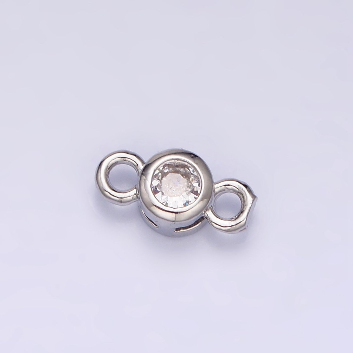 16K Gold Filled 5.5mm, 4.2mm Clear CZ Bezel Round Connector in Gold & Silver | AA-1039 - AA-1042 - DLUXCA