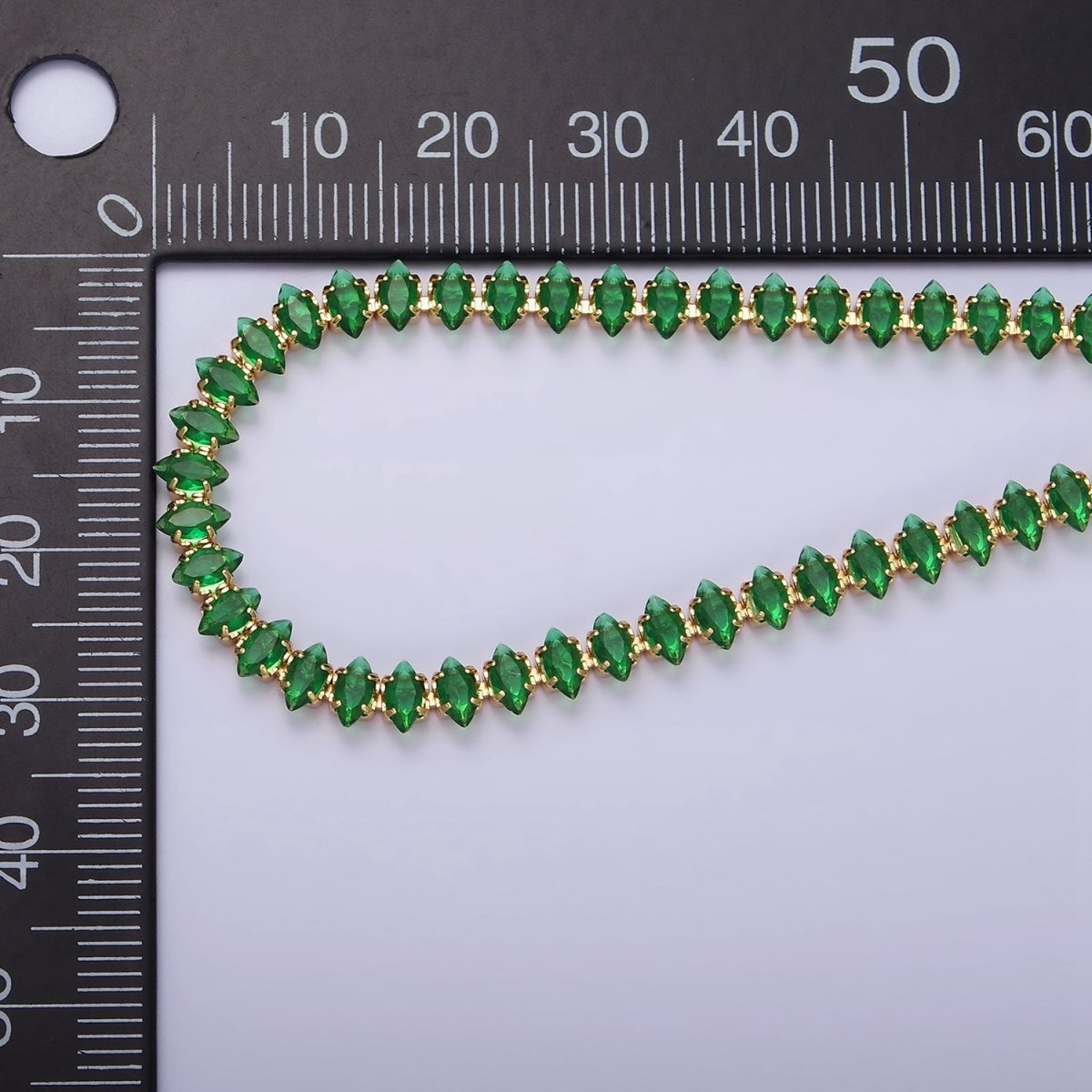 16K Gold Filled 5mm Clear, Green, Black & White, Black, Pink CZ Marquise Tennis 6.5 Inches with Extender | WA-1834 - WA-1839 Clearance Pricing - DLUXCA