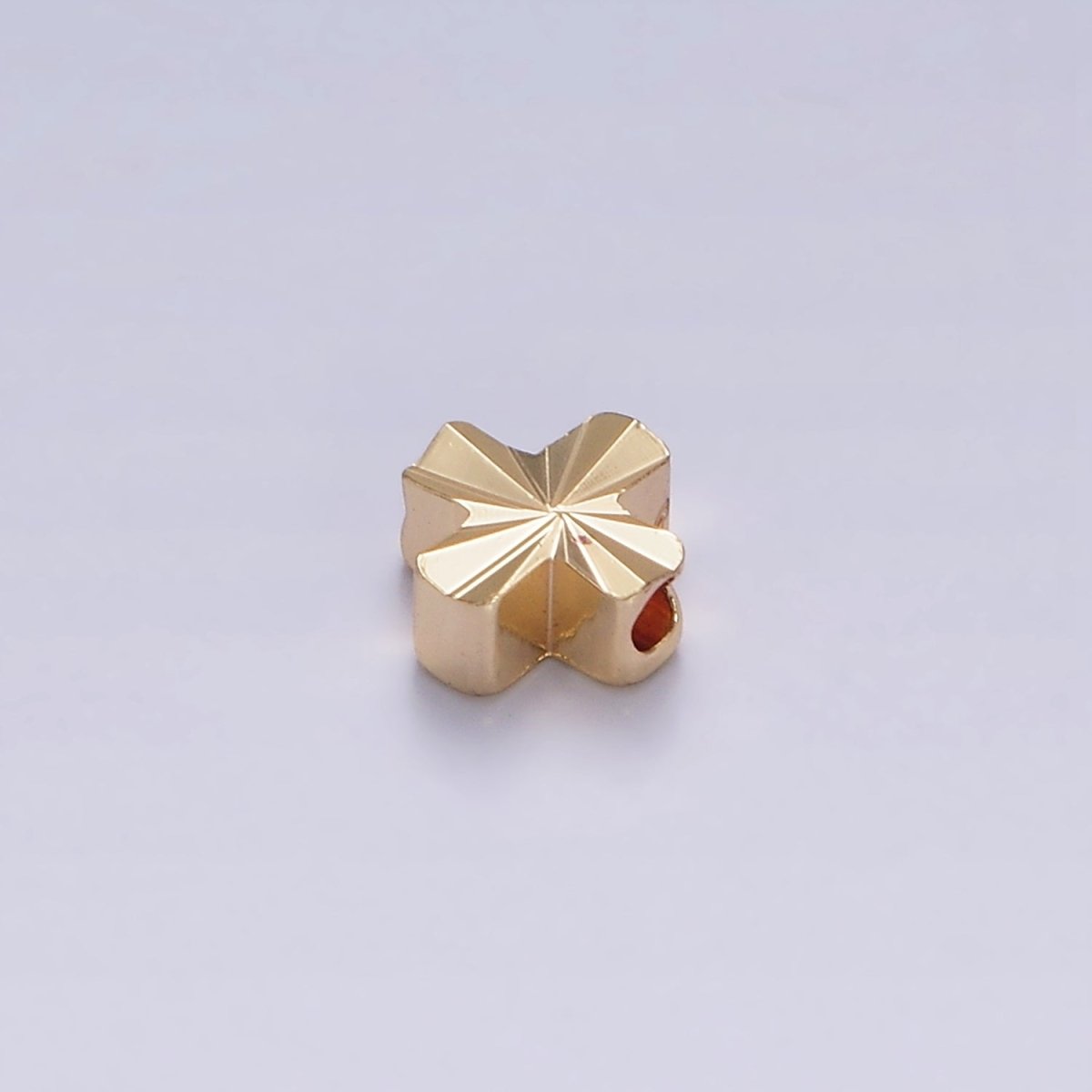 16K Gold Filled 5mm Sunburst Quatrefoil Clover Minimalist Bead | B833 - DLUXCA