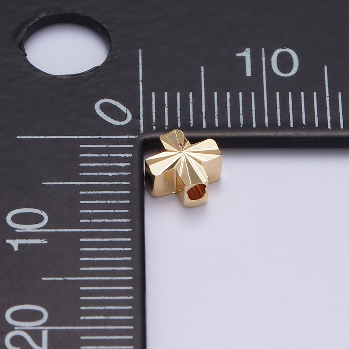 16K Gold Filled 5mm Sunburst Quatrefoil Clover Minimalist Bead | B833 - DLUXCA