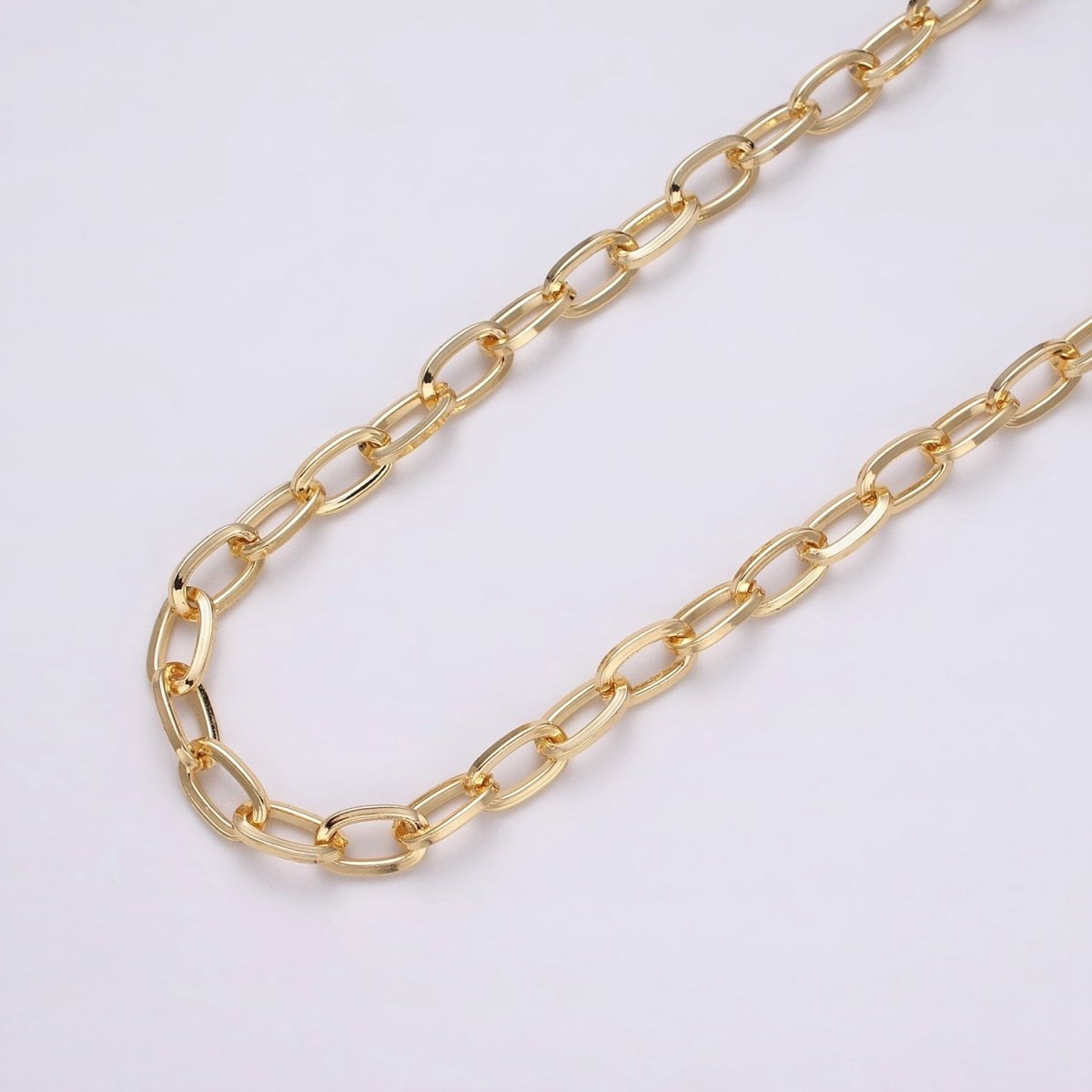 16K Gold Filled 6mm Cable Thick Unfinished Chain by Yard in Gold & Silver | ROLL-1227 ROLL-1228 Clearance Pricing - DLUXCA