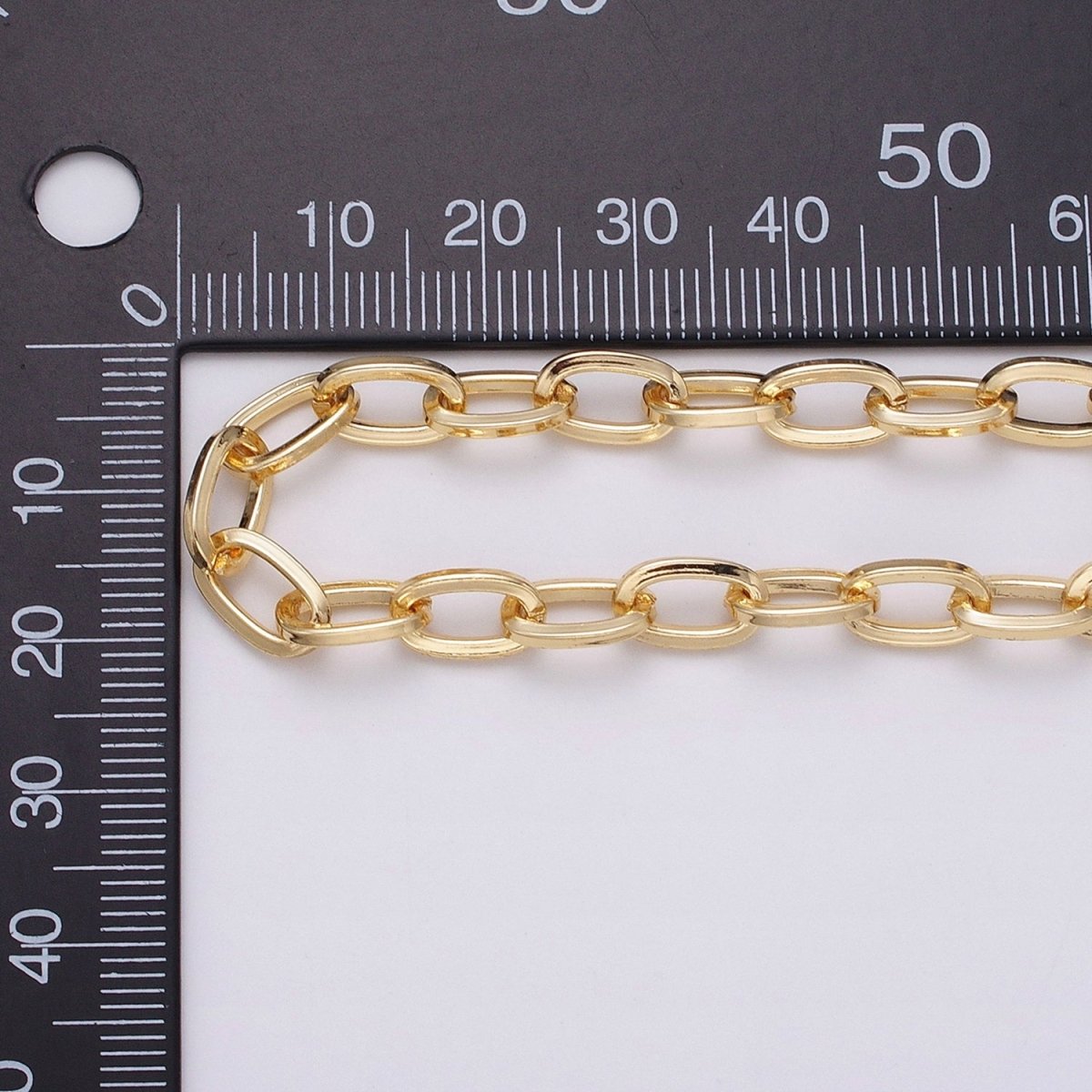 16K Gold Filled 6mm Cable Thick Unfinished Chain by Yard in Gold & Silver | ROLL-1227 ROLL-1228 Clearance Pricing - DLUXCA