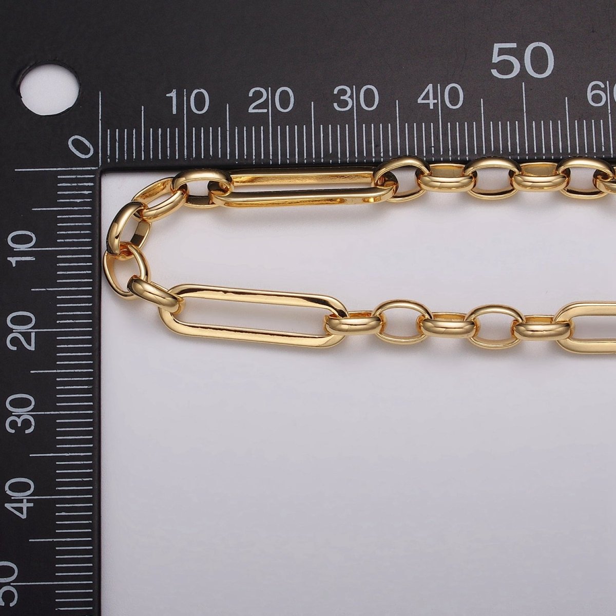 16K Gold Filled 6mm PaperClip Figaro Long and Short Fancy Unfinished Chain in Gold & Silver | ROLL-1181 ROLL-1182 Clearance Pricing - DLUXCA