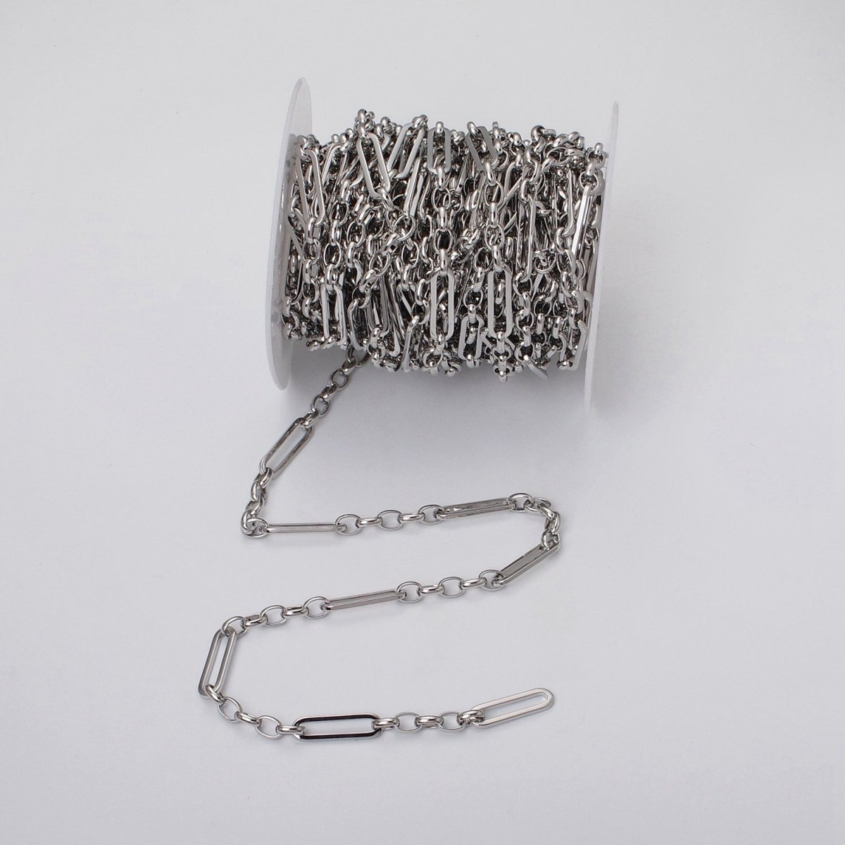 16K Gold Filled 6mm PaperClip Figaro Long and Short Fancy Unfinished Chain in Gold & Silver | ROLL-1181 ROLL-1182 Clearance Pricing - DLUXCA