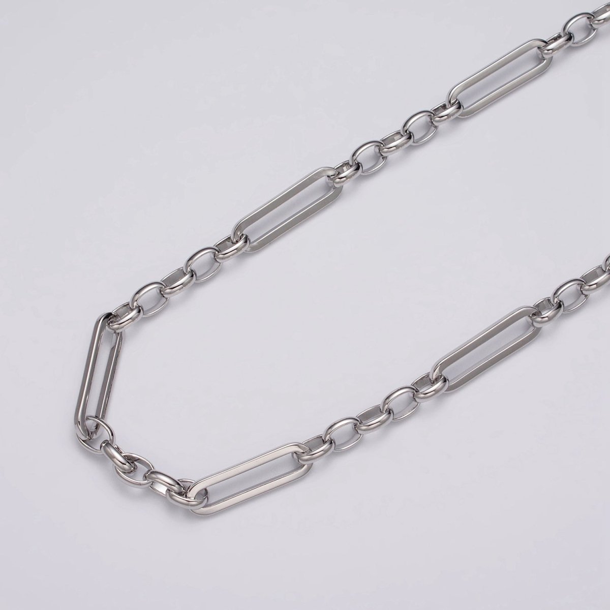 16K Gold Filled 6mm PaperClip Figaro Long and Short Fancy Unfinished Chain in Gold & Silver | ROLL-1181 ROLL-1182 Clearance Pricing - DLUXCA