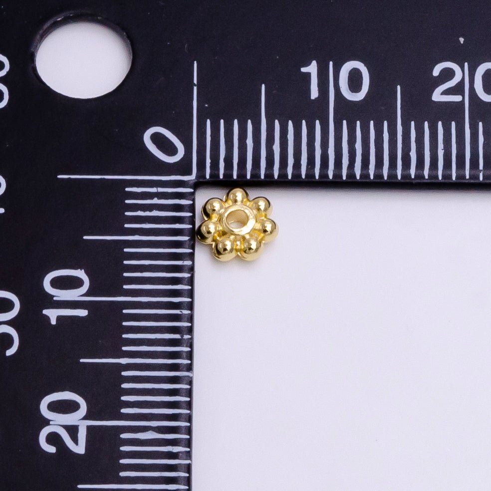 16K Gold Filled 6mm Round Beaded Bubble Outline Spacer Donut Bead | Z-918 - DLUXCA