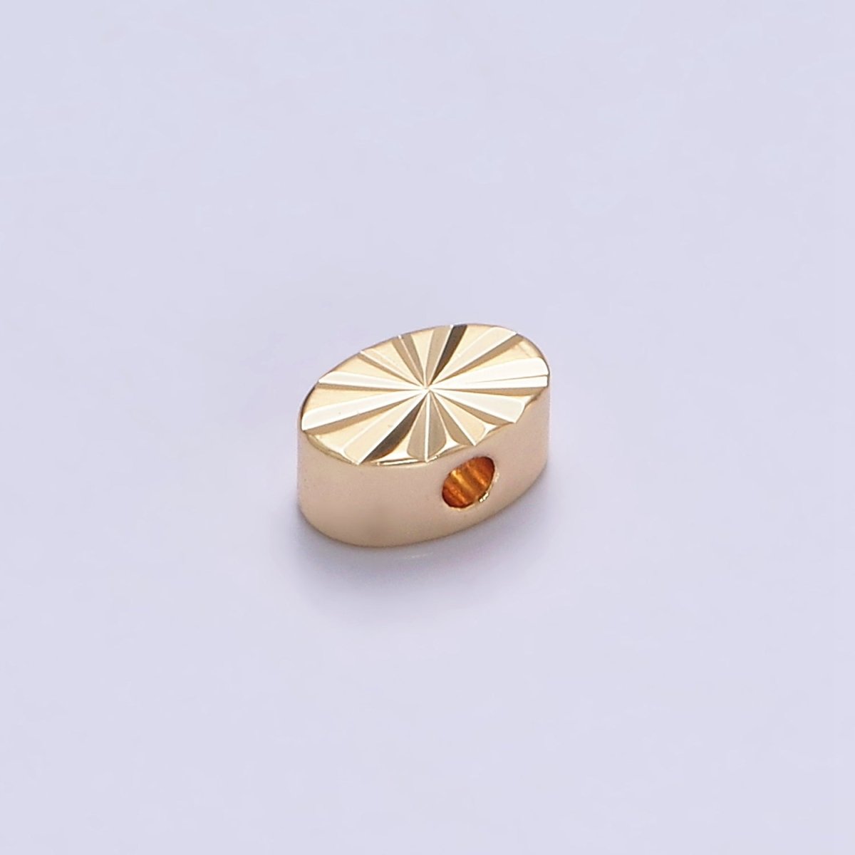 16K Gold Filled 6mm Sunburst Oval Spacer Bead | B-837 - DLUXCA