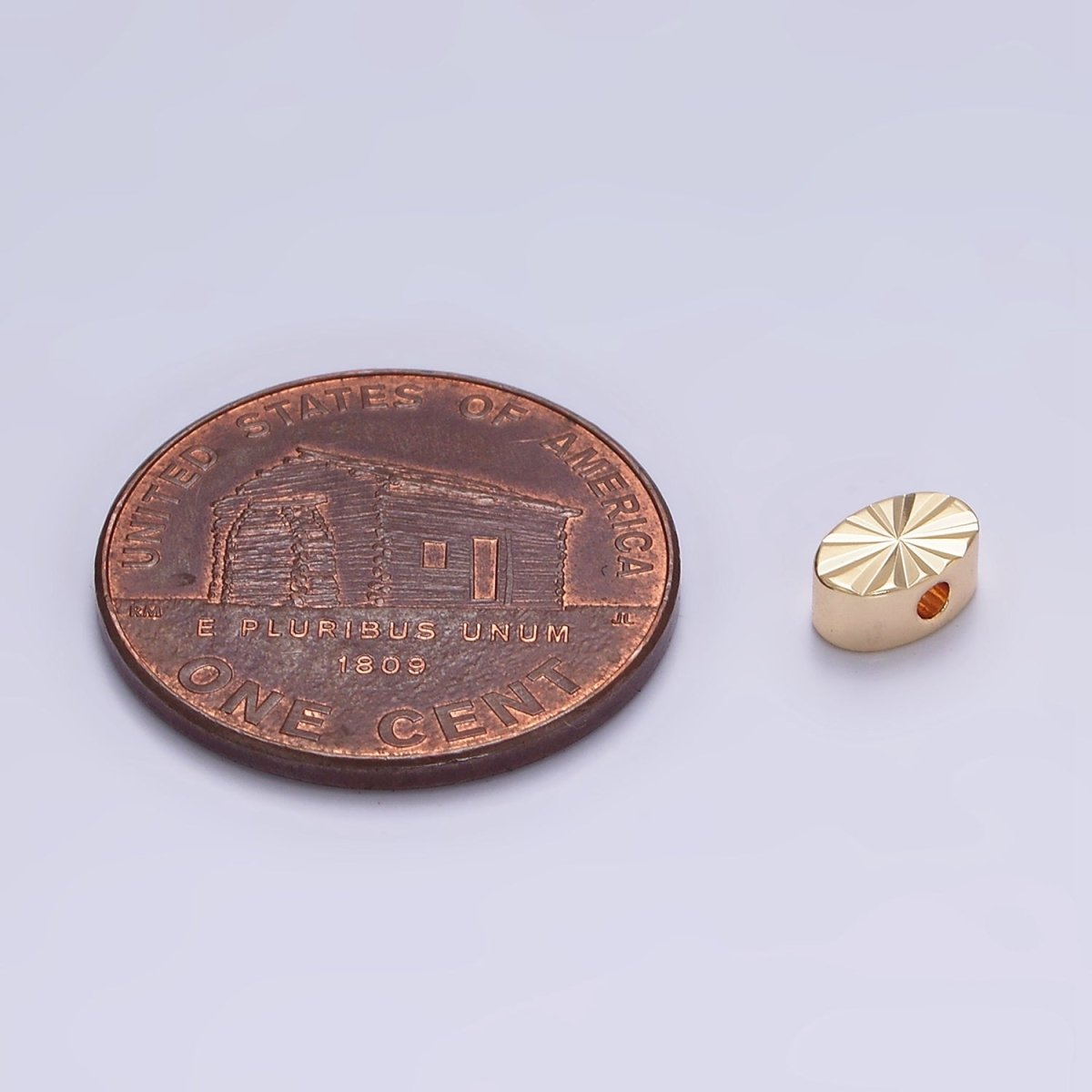 16K Gold Filled 6mm Sunburst Oval Spacer Bead | B-837 - DLUXCA