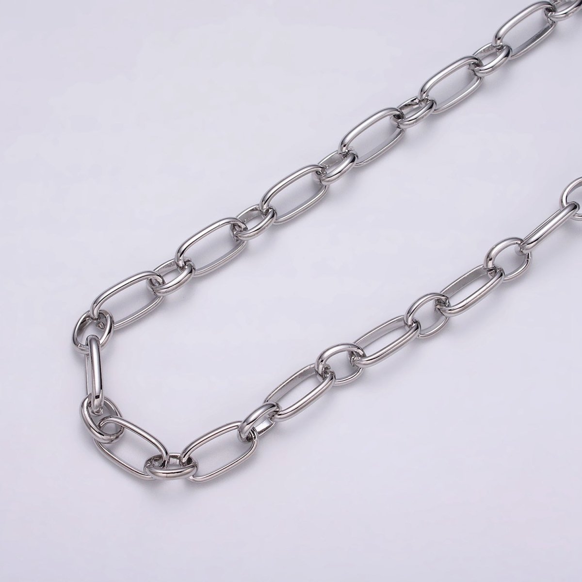 16K Gold Filled 7.2mm Rectangular Paperclip Cable Link Unfinished Chain by Yard in Gold & Silver | ROLL-1229 ROLL-1230 Clearance Pricing - DLUXCA