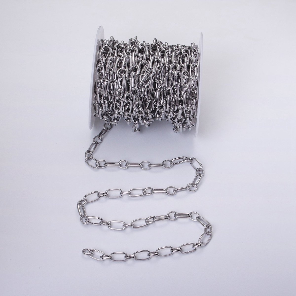 16K Gold Filled 7.2mm Rectangular Paperclip Cable Link Unfinished Chain by Yard in Gold & Silver | ROLL-1229 ROLL-1230 Clearance Pricing - DLUXCA