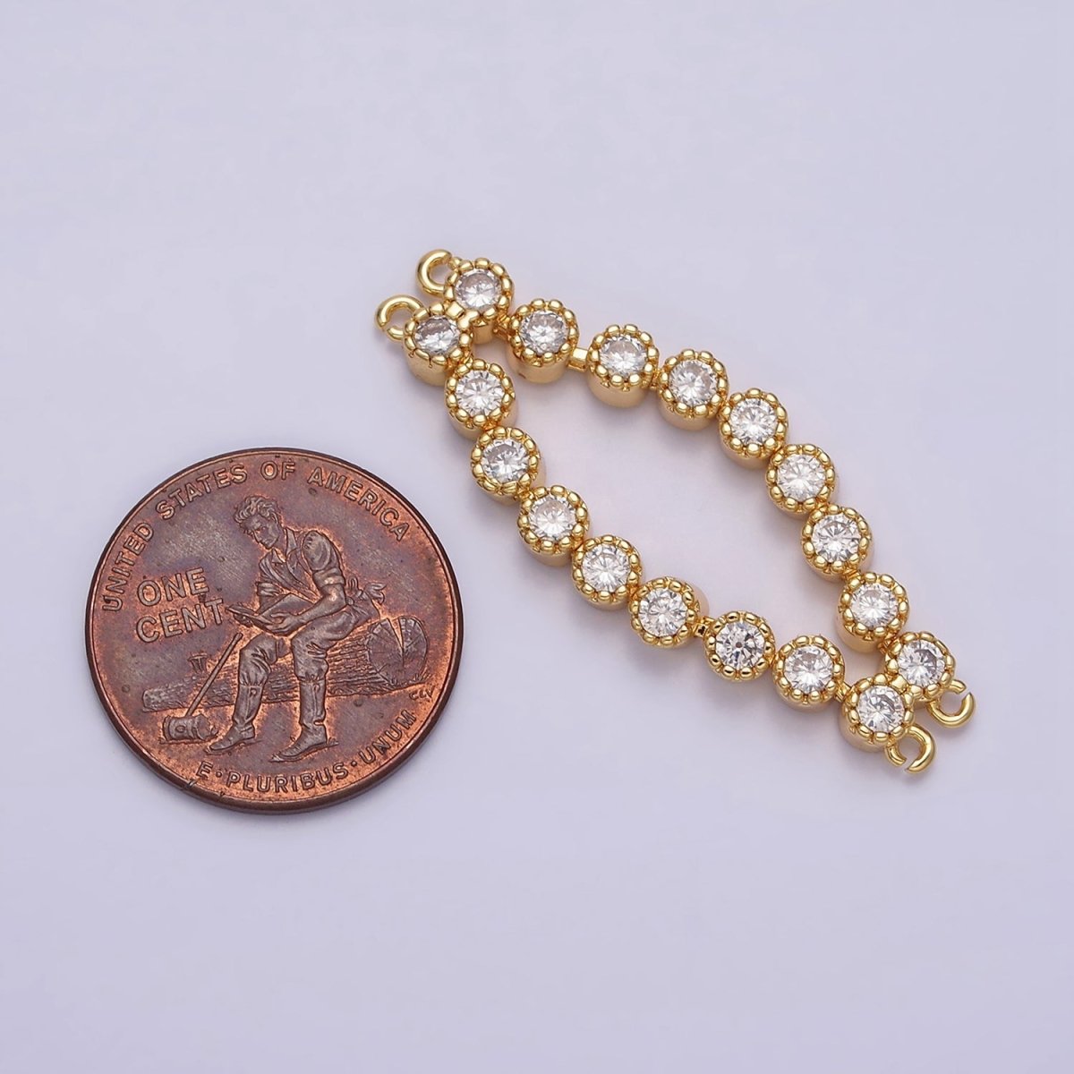 16K Gold Filled 73mm Double Clear Round CZ Connector in Gold & Silver | AA1025 AA1026 - DLUXCA