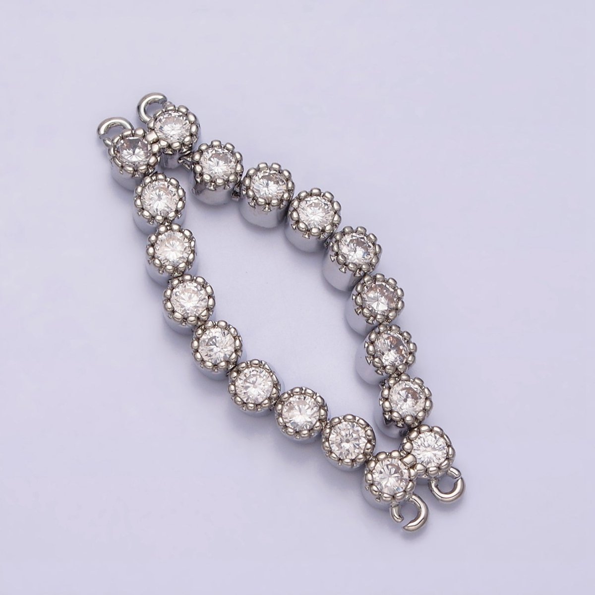 16K Gold Filled 73mm Double Clear Round CZ Connector in Gold & Silver | AA1025 AA1026 - DLUXCA