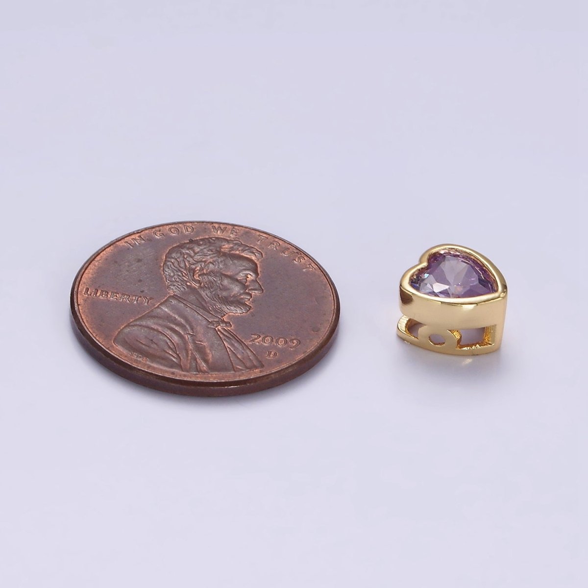 16K Gold Filled 7mm Colorful CZ Heart Bead Charm Spacer | B-797 B-772 B-344 B-800 - DLUXCA