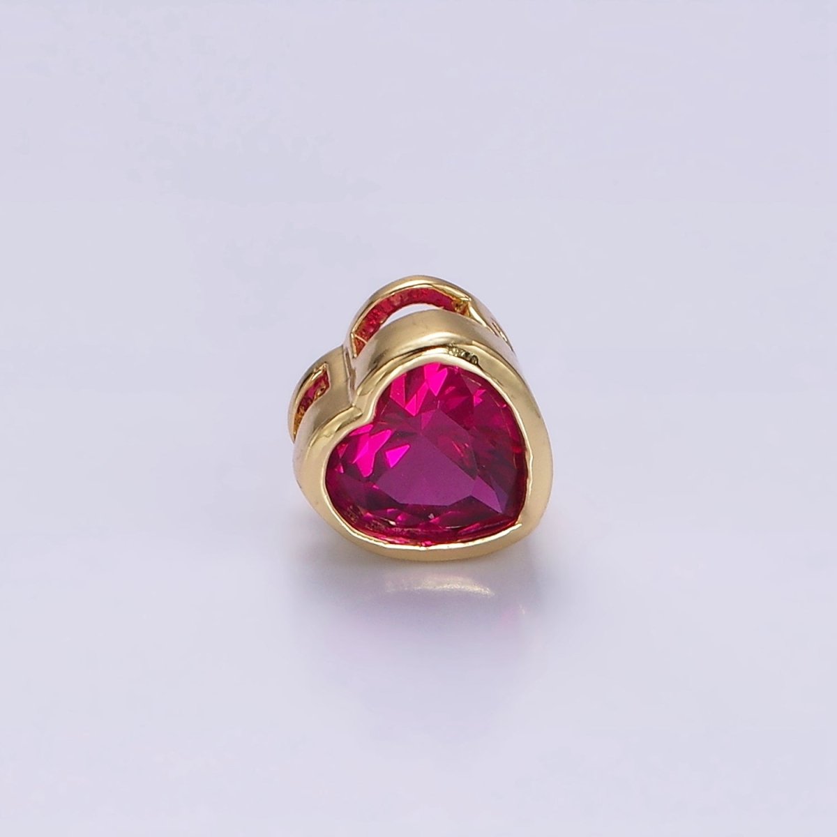 16K Gold Filled 7mm Colorful CZ Heart Bead Charm Spacer | B-797 B-772 B-344 B-800 - DLUXCA