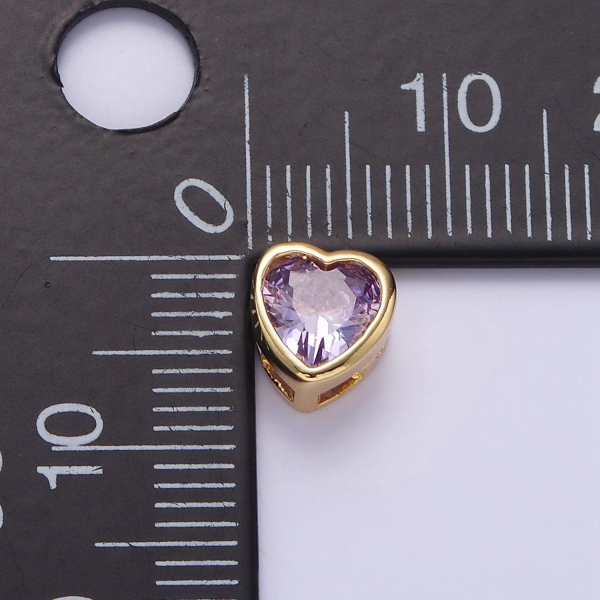 16K Gold Filled 7mm Colorful CZ Heart Bead Charm Spacer | B-797 B-772 B-344 B-800 - DLUXCA