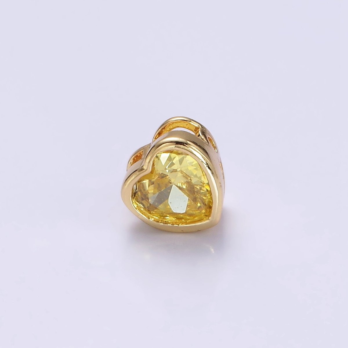 16K Gold Filled 7mm Colorful CZ Heart Bead Charm Spacer | B-797 B-772 B-344 B-800 - DLUXCA