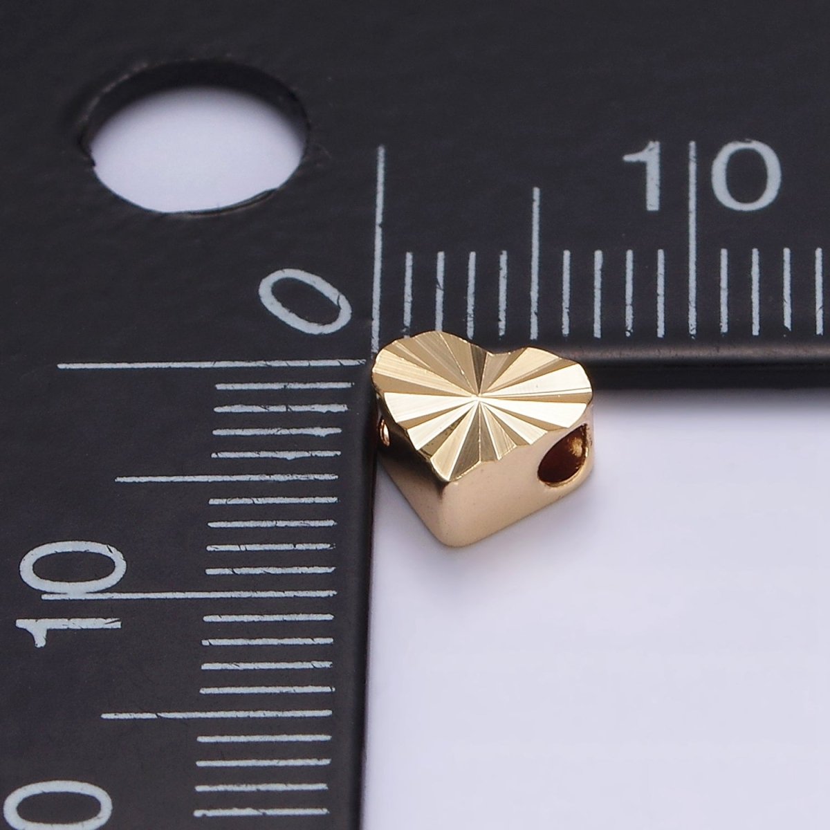16K Gold Filled 7mm Sunburst Heart Bead | B-835 - DLUXCA