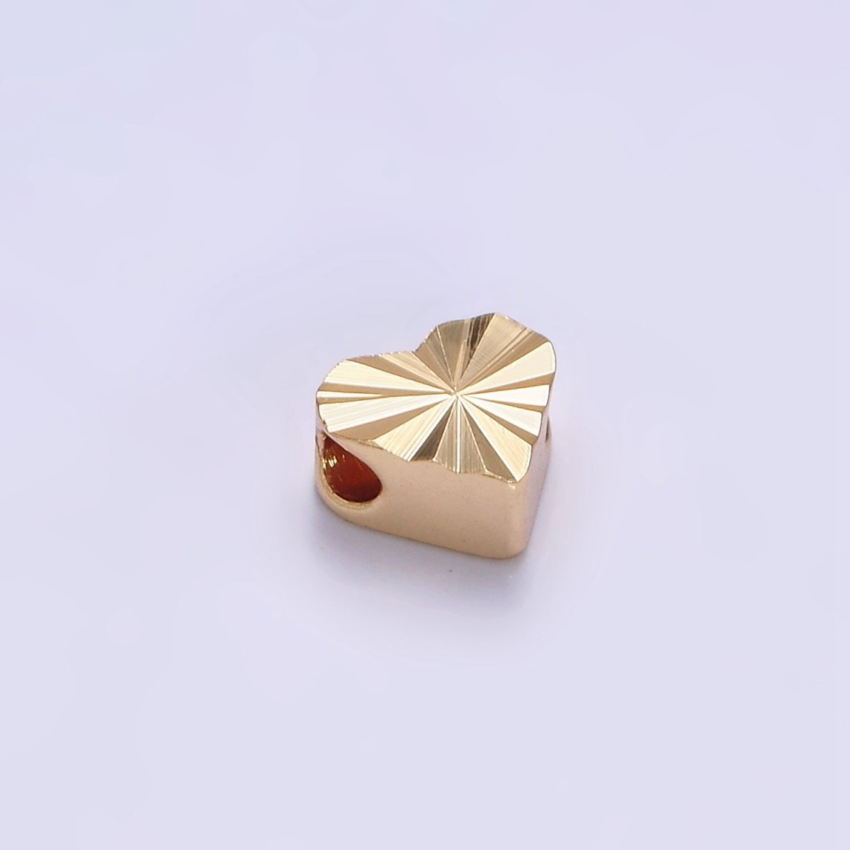 16K Gold Filled 7mm Sunburst Heart Bead | B-835 - DLUXCA