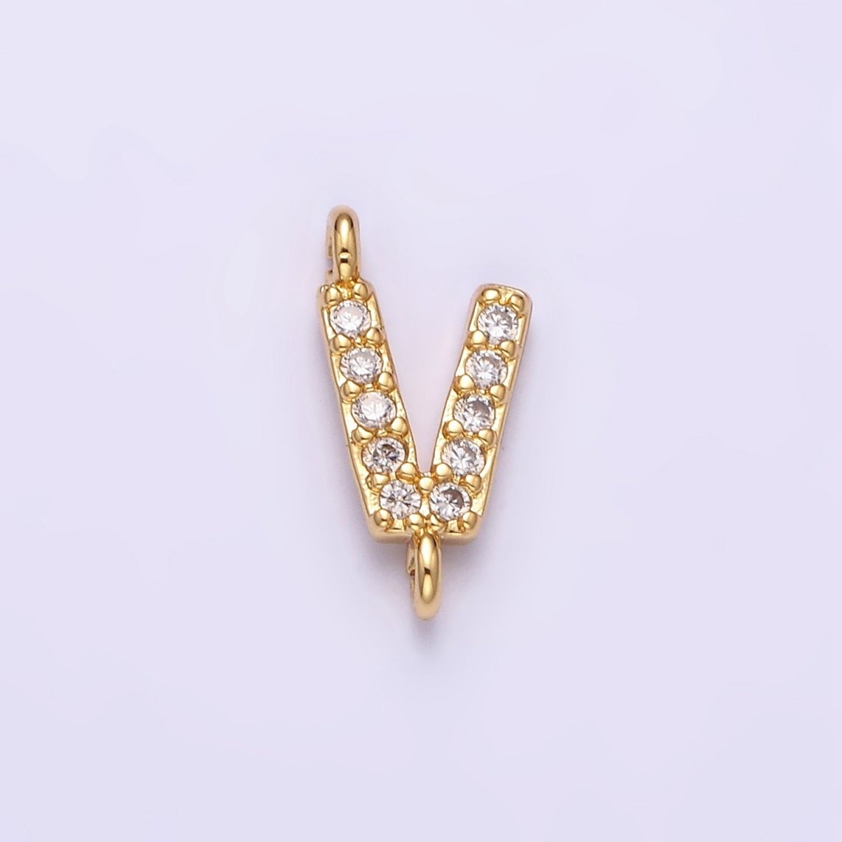 16K Gold Filled A-Z Initial Letter Micro Paved CZ Sideway Loop Personalized Jewelry For Necklace Bracelet Link Connector | AD625 - AD650 - DLUXCA